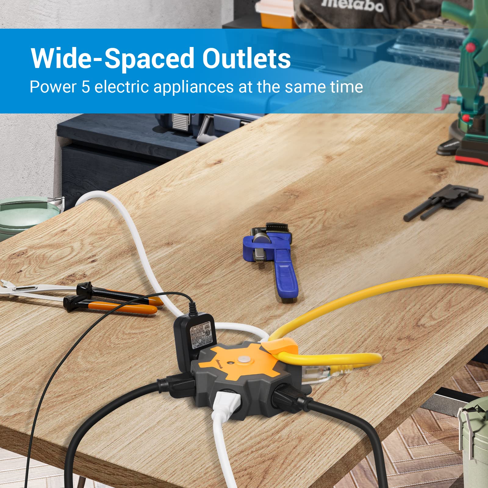 Foto 7 | Adaptador De Corriente De Cable De Extensión Para Exteriores Dewenwils De 5 Salidas - Venta Internacional.
