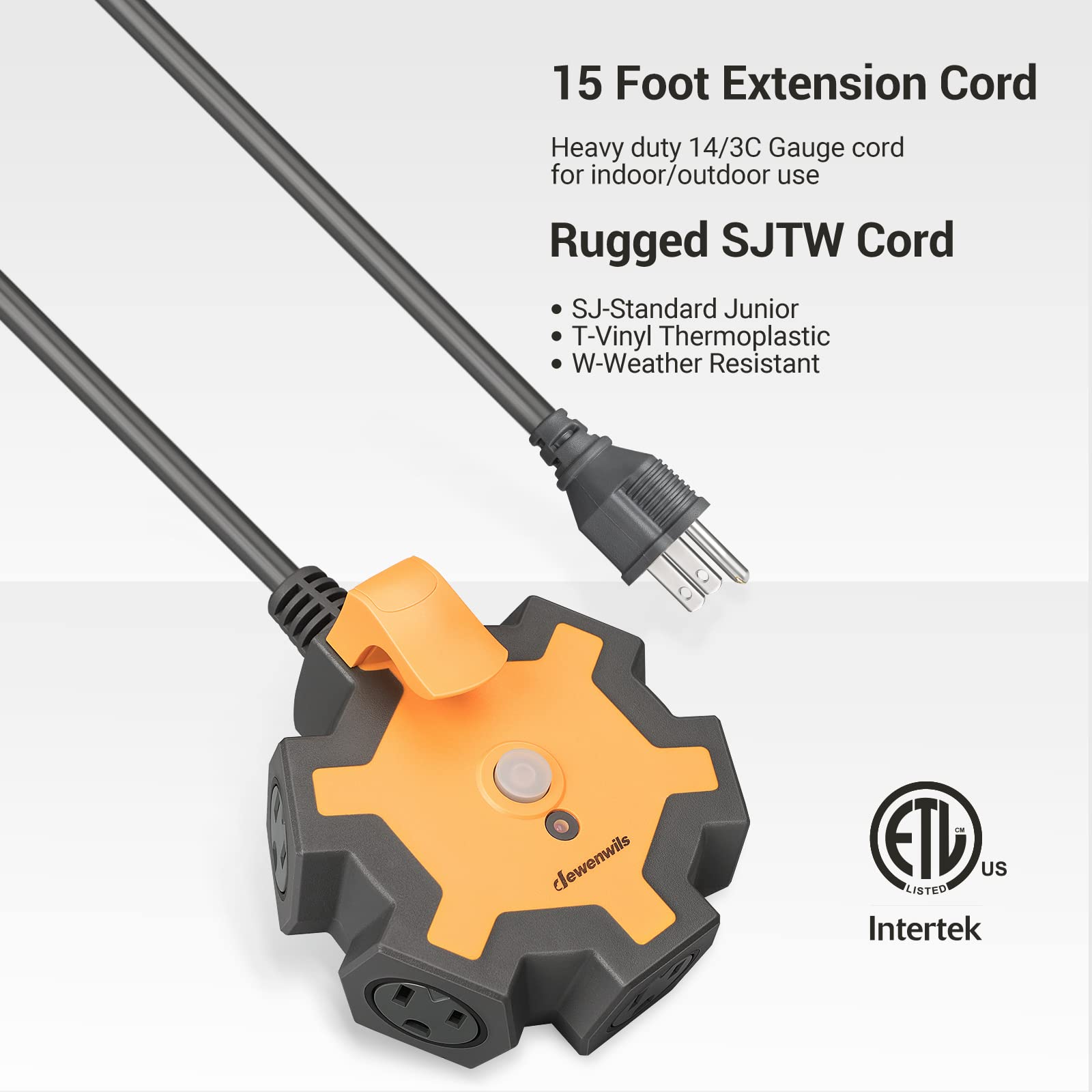 Foto 2 | Regleta De Alimentación Dewenwils Industrial De 5 Salidas Con Cable De 15 A - Venta Internacional.