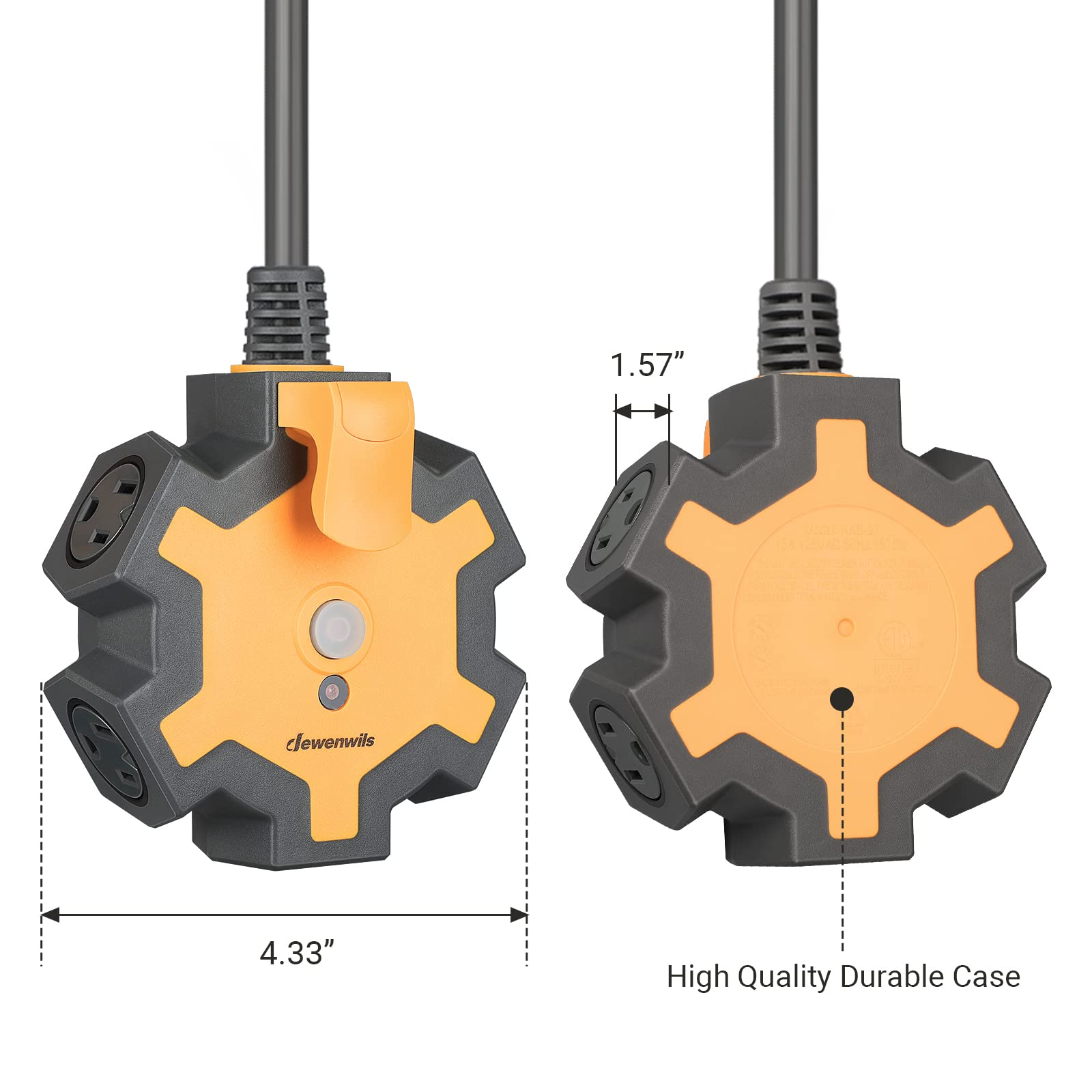 Foto 7 | Regleta De Alimentación Dewenwils Industrial De 5 Salidas Con Cable De 15 A - Venta Internacional.