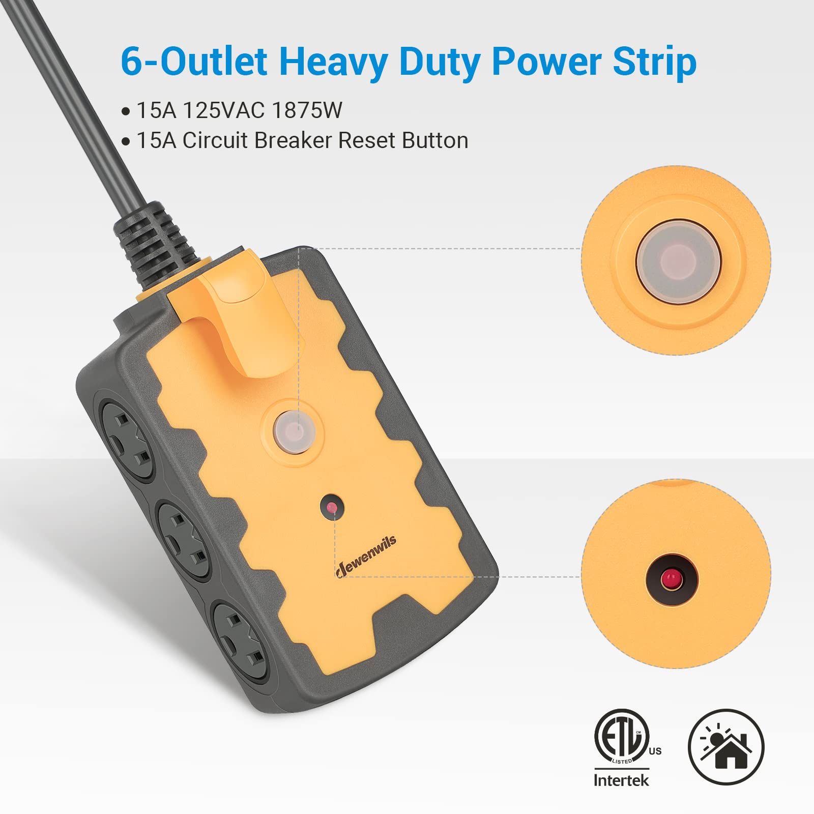 Foto 3 pulgar | Power Strip Dewenwils Workshop, 6 Tomas De Corriente, 15 Pies Con Interruptor De 15 A - Venta Internacional.