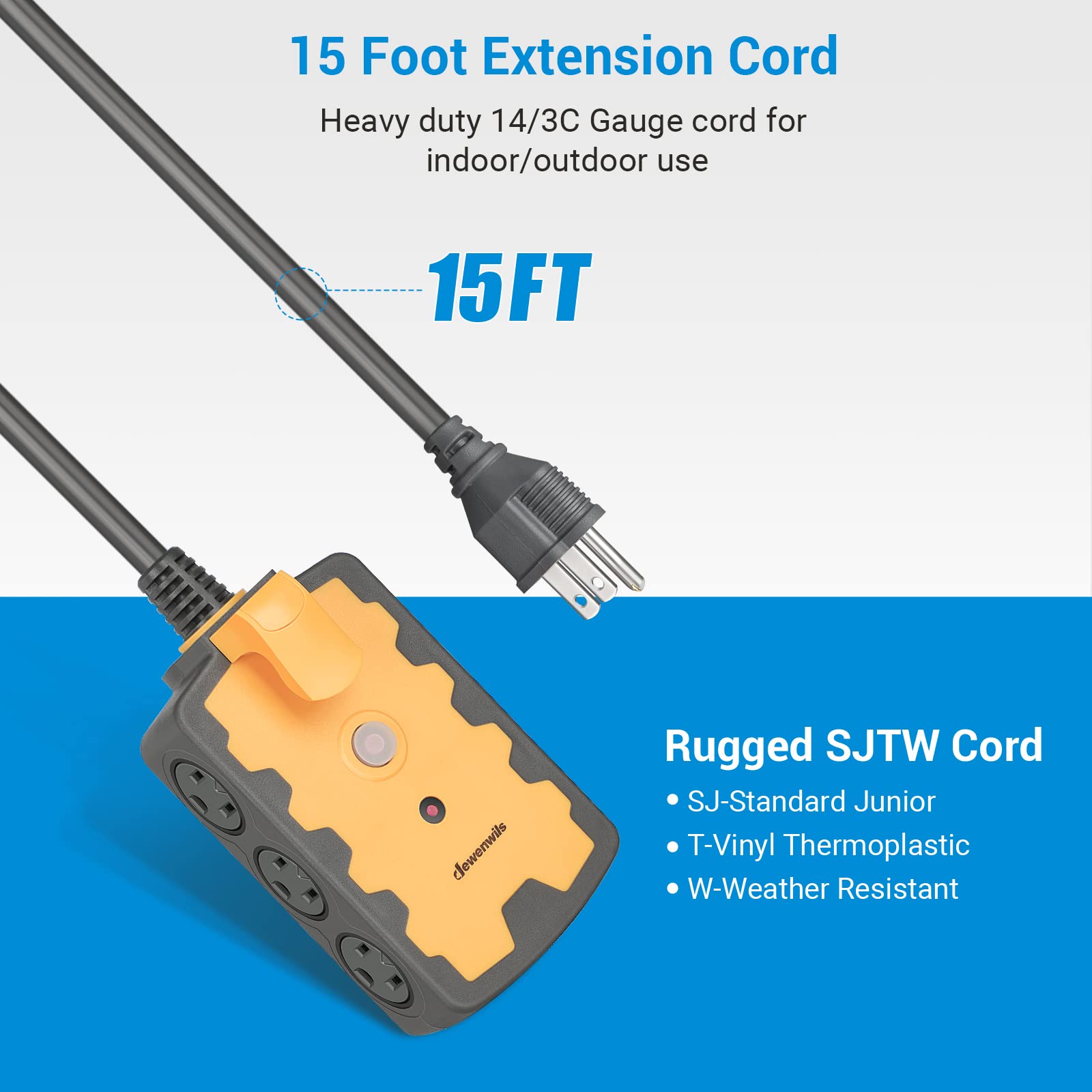Foto 4 pulgar | Power Strip Dewenwils Workshop, 6 Tomas De Corriente, 15 Pies Con Interruptor De 15 A - Venta Internacional.