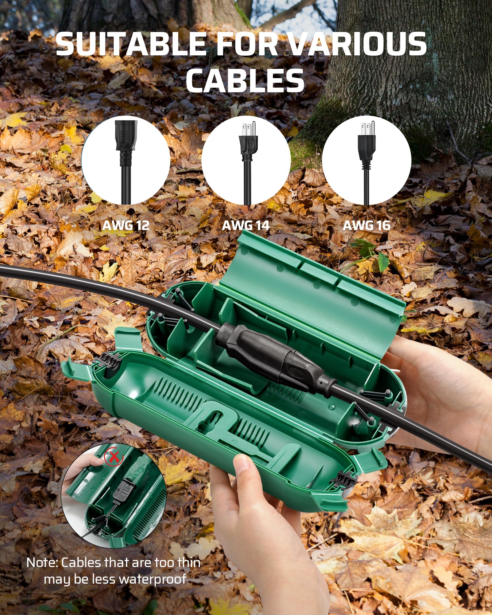 Foto 3 pulgar | Funda Para Cable De Extensión Dewenwils, Paquete De 6, Impermeable, Verde - Venta Internacional.
