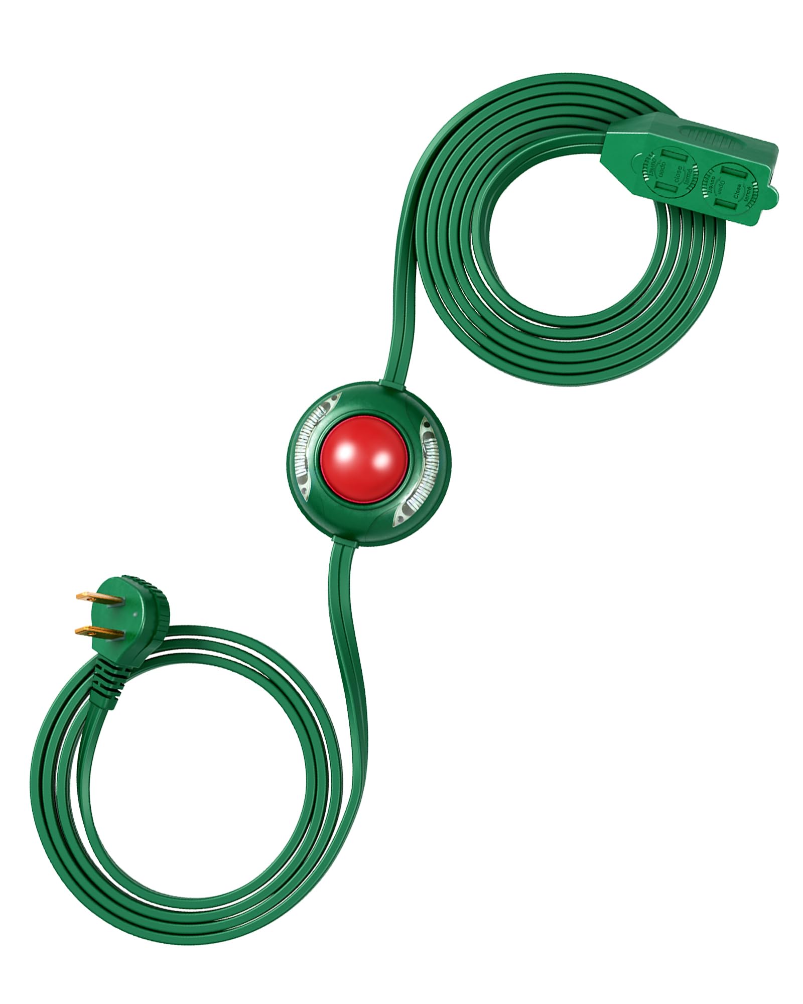Cable De Extensión Dewenwils De 12 Pies Con Interruptor De Pie, 3 Enchufes, Verde - Venta Internacional.