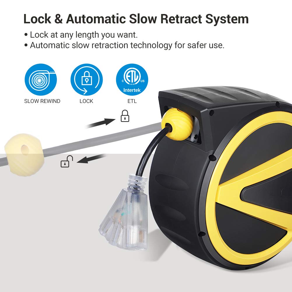 Foto 3 pulgar | Carrete De Cable Retráctil Dewenwils De 50 Pies Con Retorno Automático Lento - Venta Internacional.