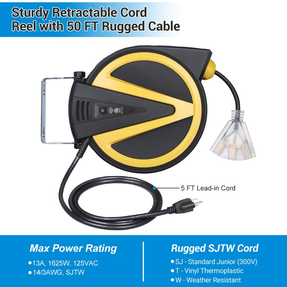 Foto 4 | Carrete De Cable Retráctil Dewenwils De 50 Pies Con Retorno Automático Lento - Venta Internacional.