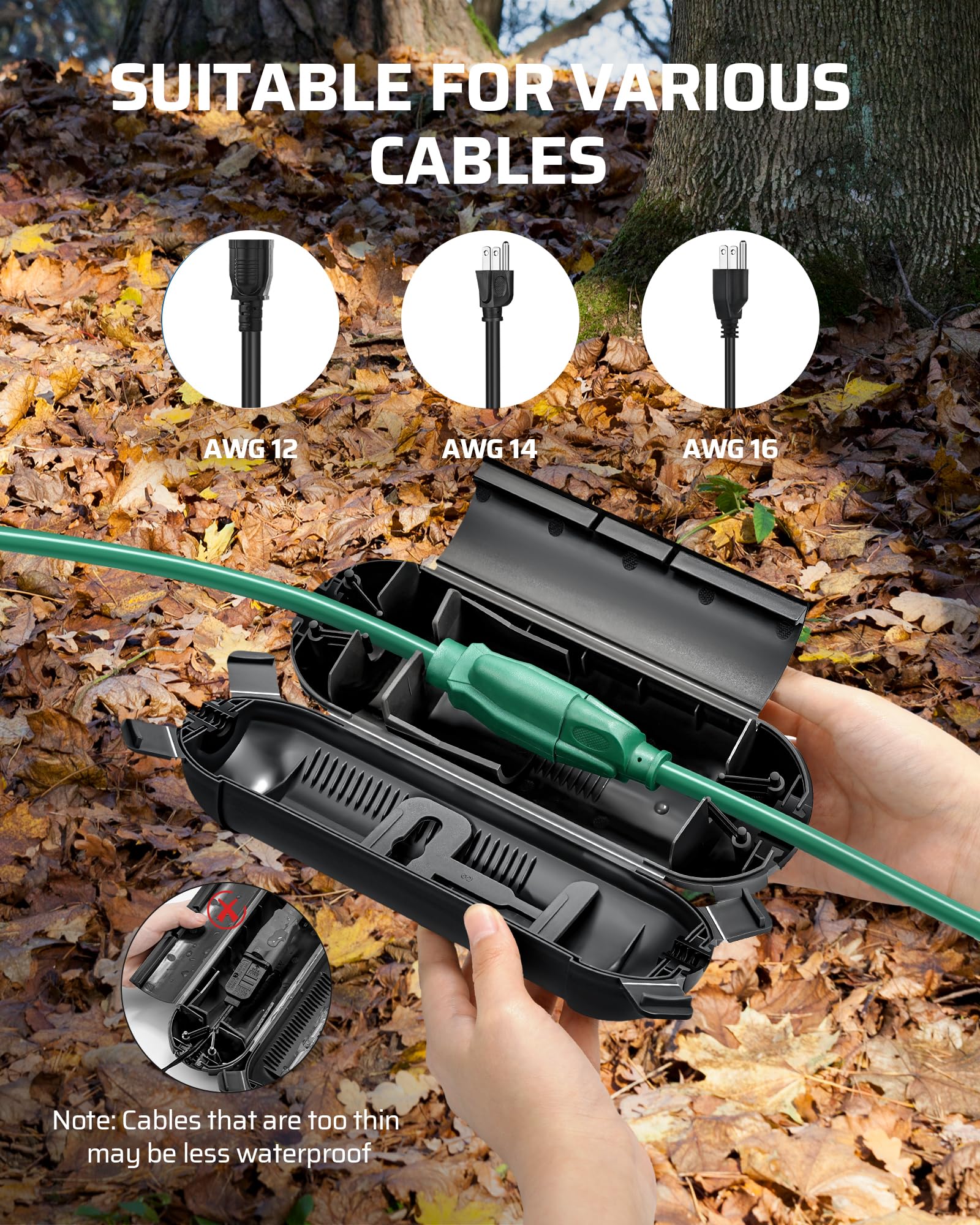 Foto 4 pulgar | Funda De Seguridad Para Cable De Extensión Dewenwils, Paquete De 6, Negra - Venta Internacional.