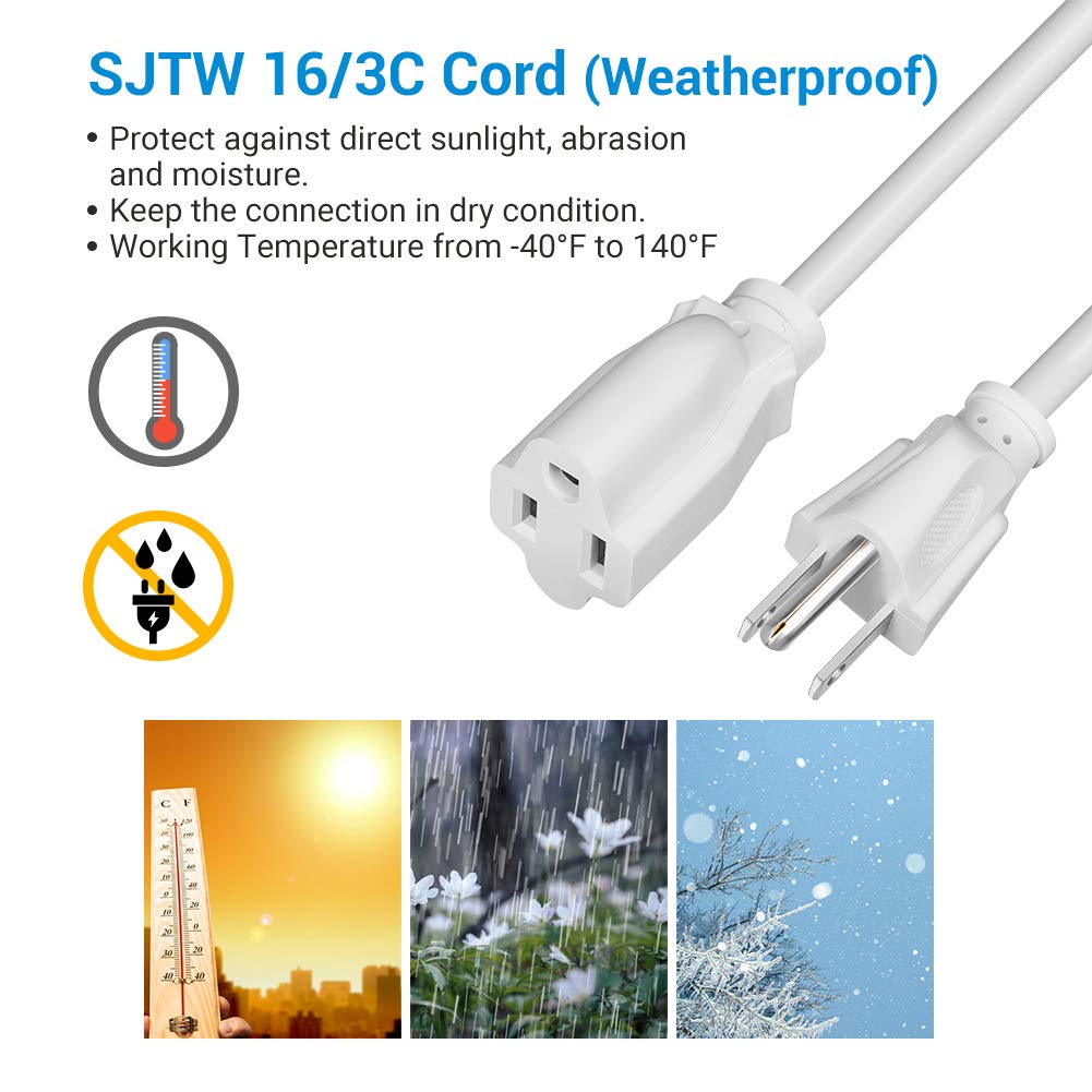 Foto 4 pulgar | Cable De Extensión Dewenwils, 6 Pies, 16 Awg, Sjtw, Resistente A La Intemperie, Paquete De 2 - Venta Internacional.
