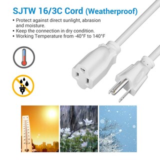 Foto 3 | Cable De Extensión Dewenwils, 6 Pies, 16 Awg, Sjtw, Resistente A La Intemperie, Paquete De 2 - Venta Internacional.