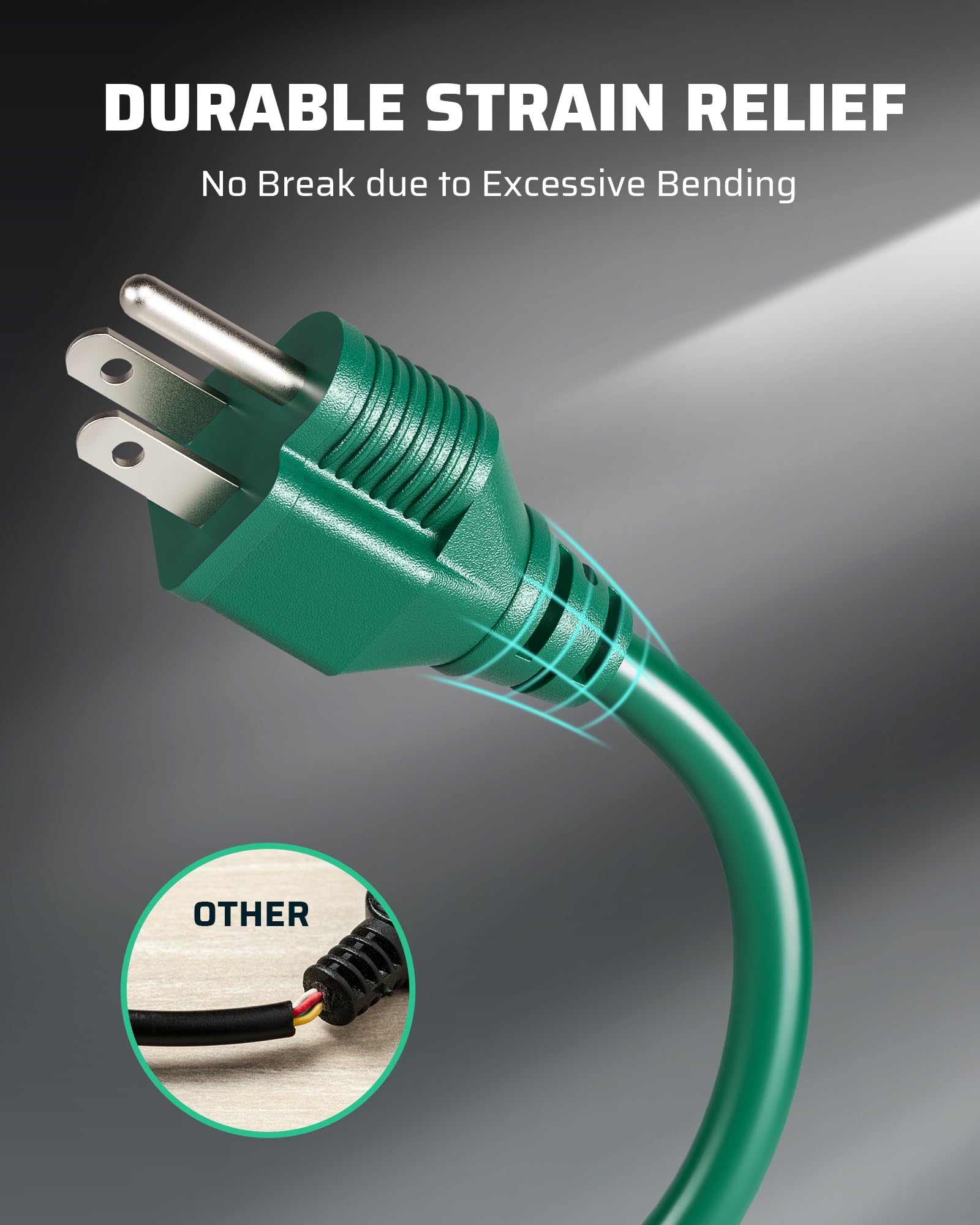 Foto 6 | Cable De Extensión Dewenwils, 3 Pies, 16/3 Awg, Sjtw, 13 A, 125 V, Verde, Paquete De 2 - Venta Internacional.