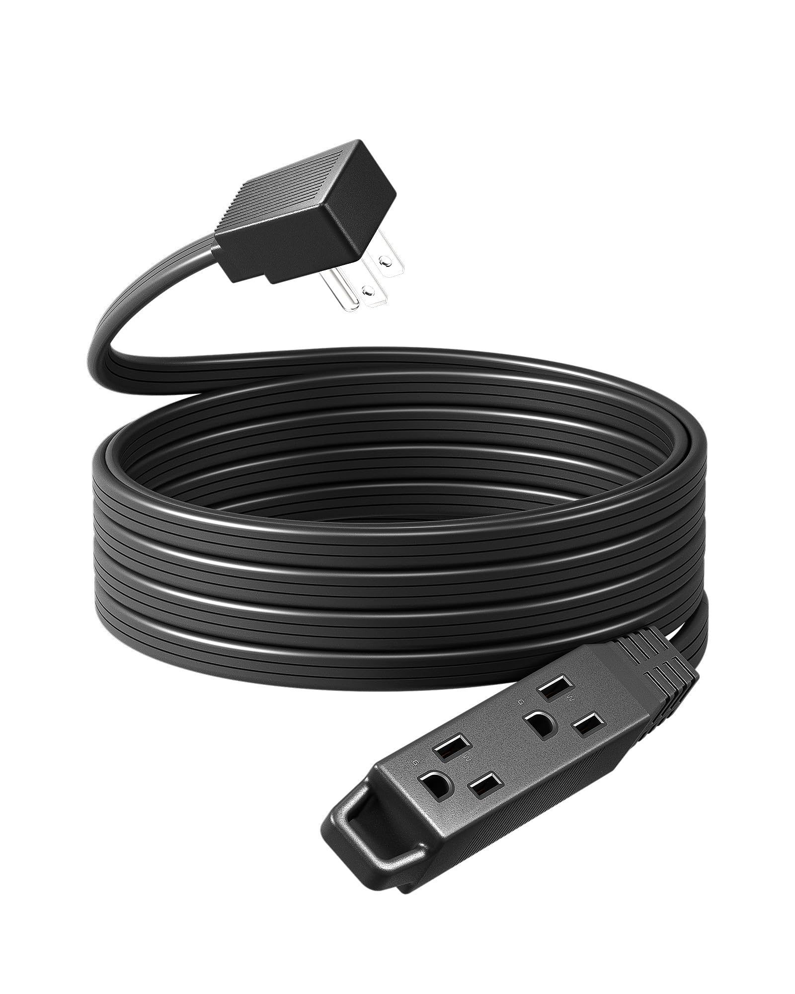 Cable De Extensión Dewenwils, Conector Plano De 15 Pies, 13 A/125 V/1625 W, Negro - Venta Internacional.