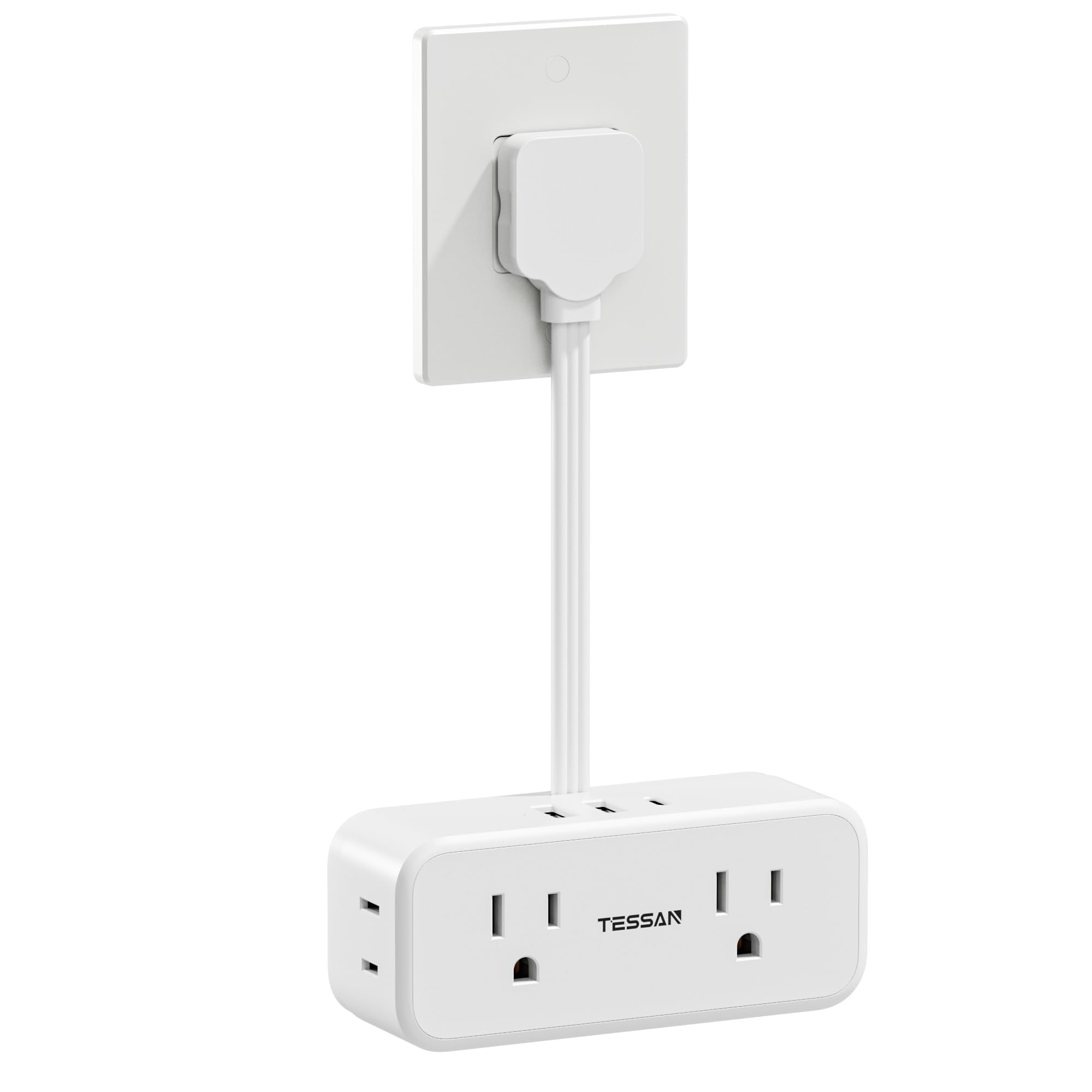 Cable De Extensión Tessan, Enchufe Delgado Y Plano, 15 Cm, 4 Enchufes - Venta Internacional. $679