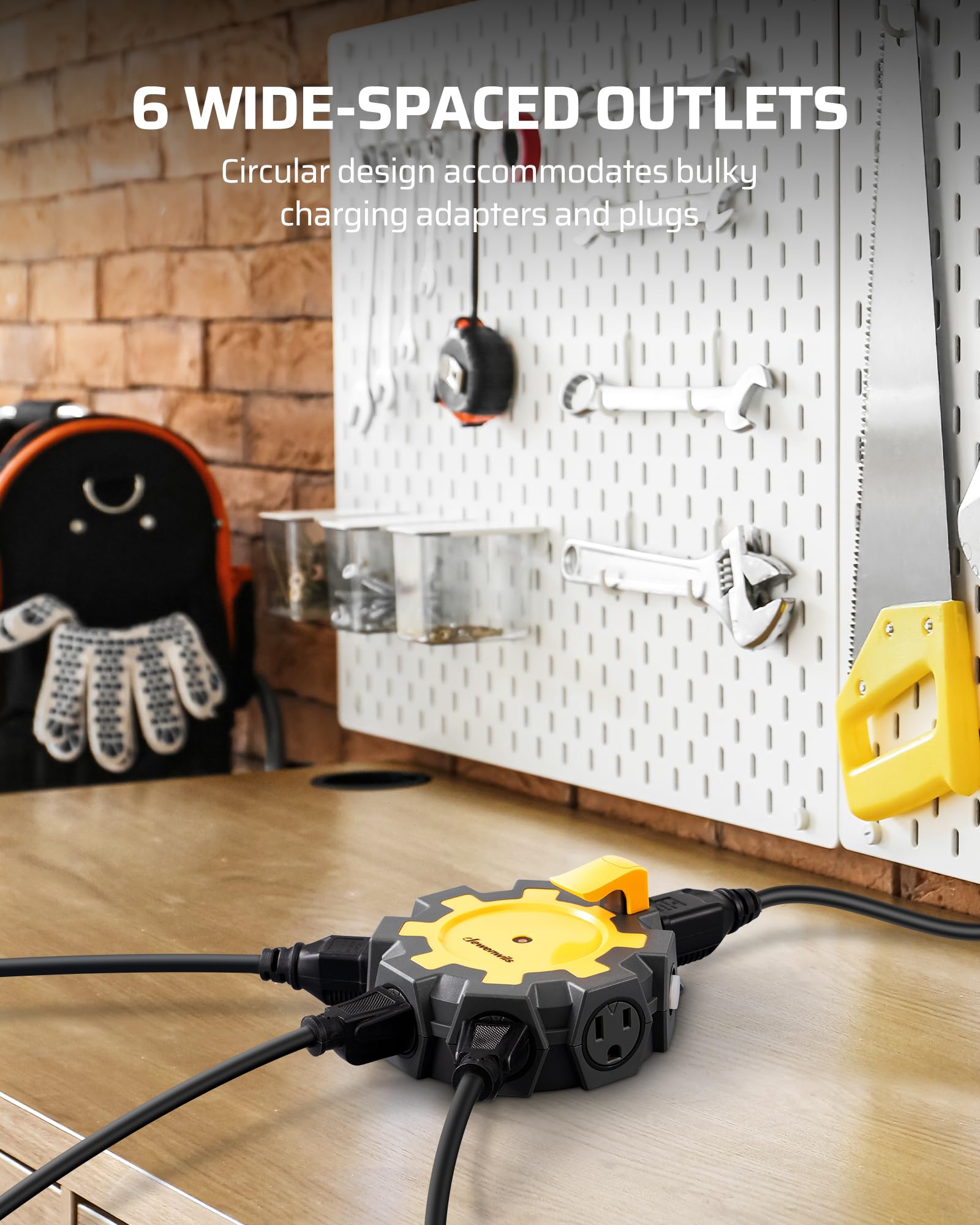 Foto 2 | Power Hub Dewenwils Heavy Duty De 6 Enchufes Con Disyuntor - Venta Internacional.