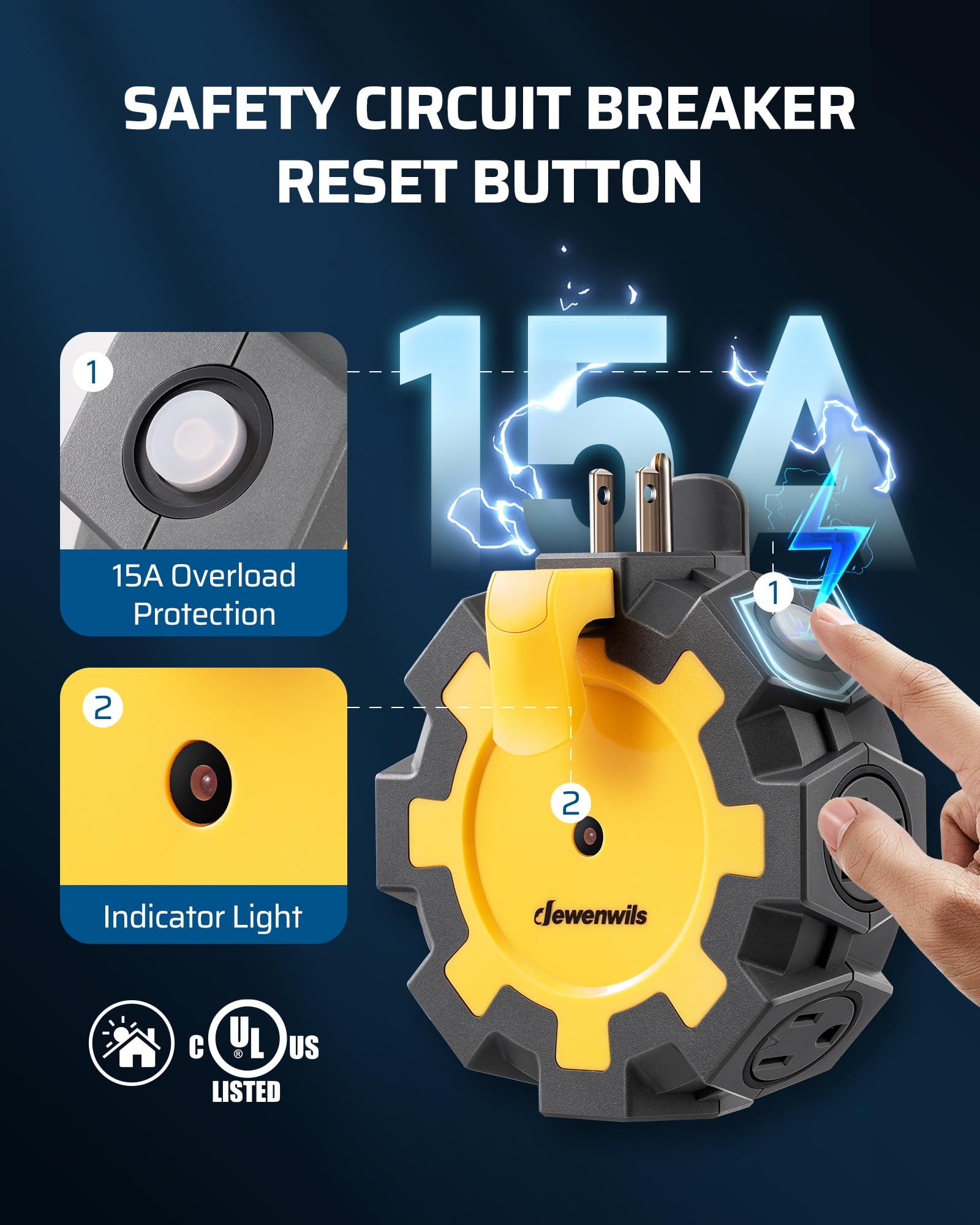 Foto 4 pulgar | Power Hub Dewenwils Heavy Duty De 6 Enchufes Con Disyuntor - Venta Internacional.