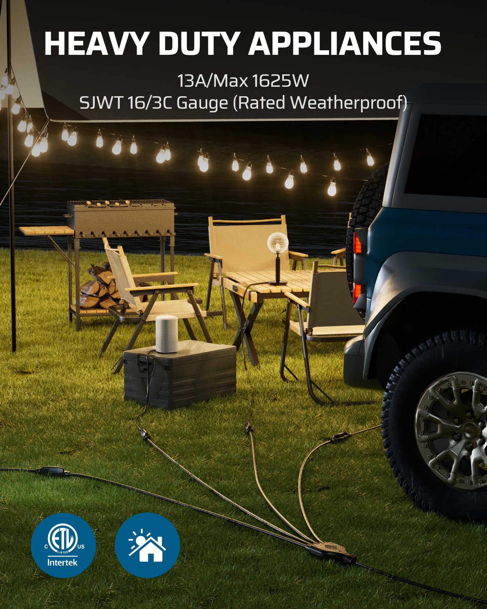 Foto 3 | Cable De Extensión Dewenwils Outdoor, Divisor De 1 A 4 Pulgadas, 15 Pies, Negro - Venta Internacional.