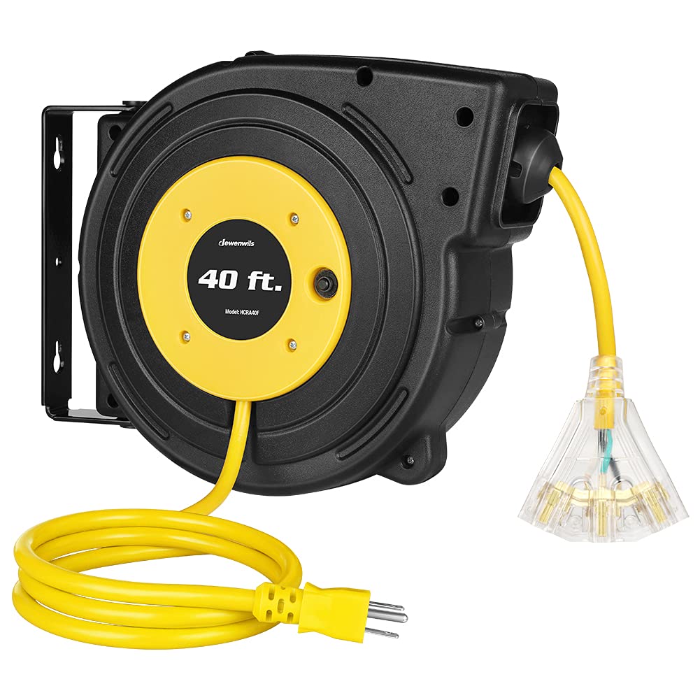 Carrete De Cable De Extensión Retráctil Dewenwils De 40 Pies Y 15 A Con Certificación Ul - Venta Internacional.