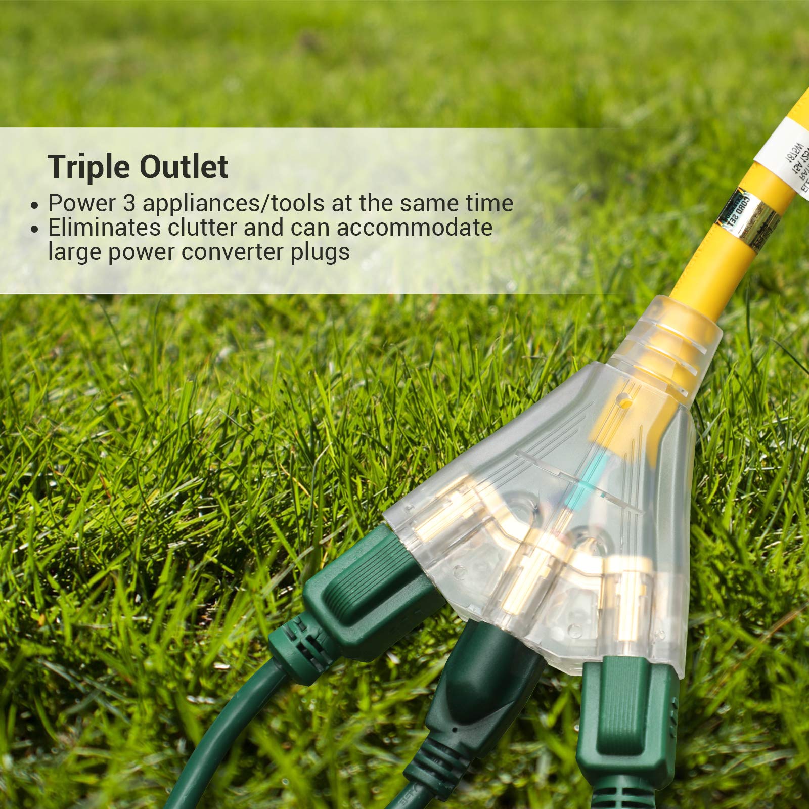 Foto 6 | Cable De Extensión Dewenwils De 3 Pies Para Exteriores, Gfci, 15 A/125 V, 1875 W, 12/3 - Venta Internacional.
