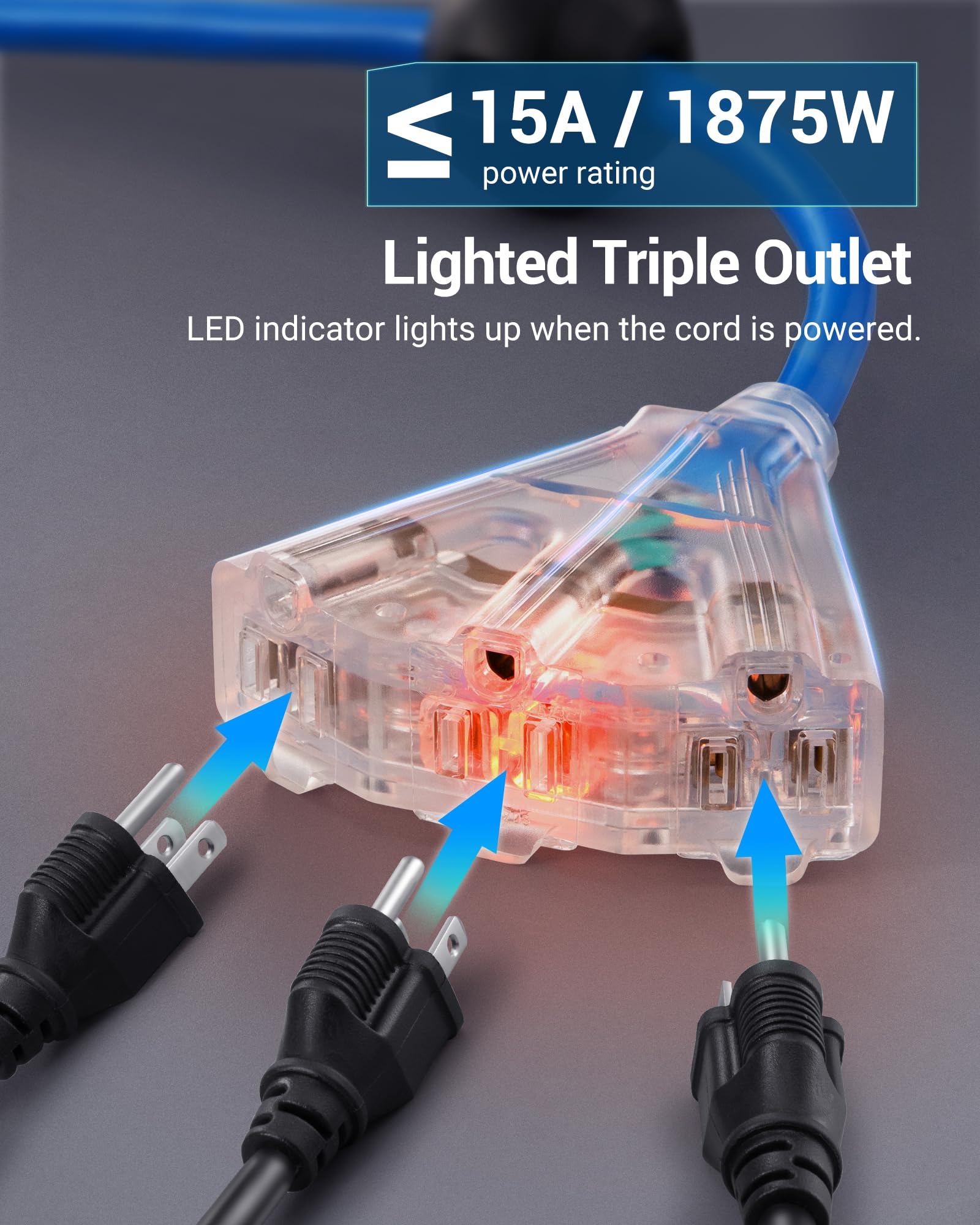 Foto 5 pulgar | Carrete De Cable De Extensión Retráctil Dewenwils 40 Pies 12 Awg/3c Sjtow - Venta Internacional.