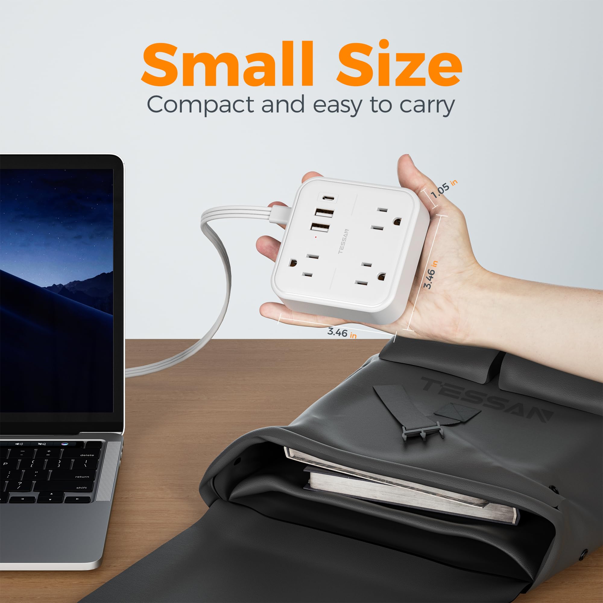 Foto 4 pulgar | Cable De Extensión Tessan Con 3 Tomas Usb (1 Usb C) Y 3 Tomas De Corriente Alterna - Venta Internacional.