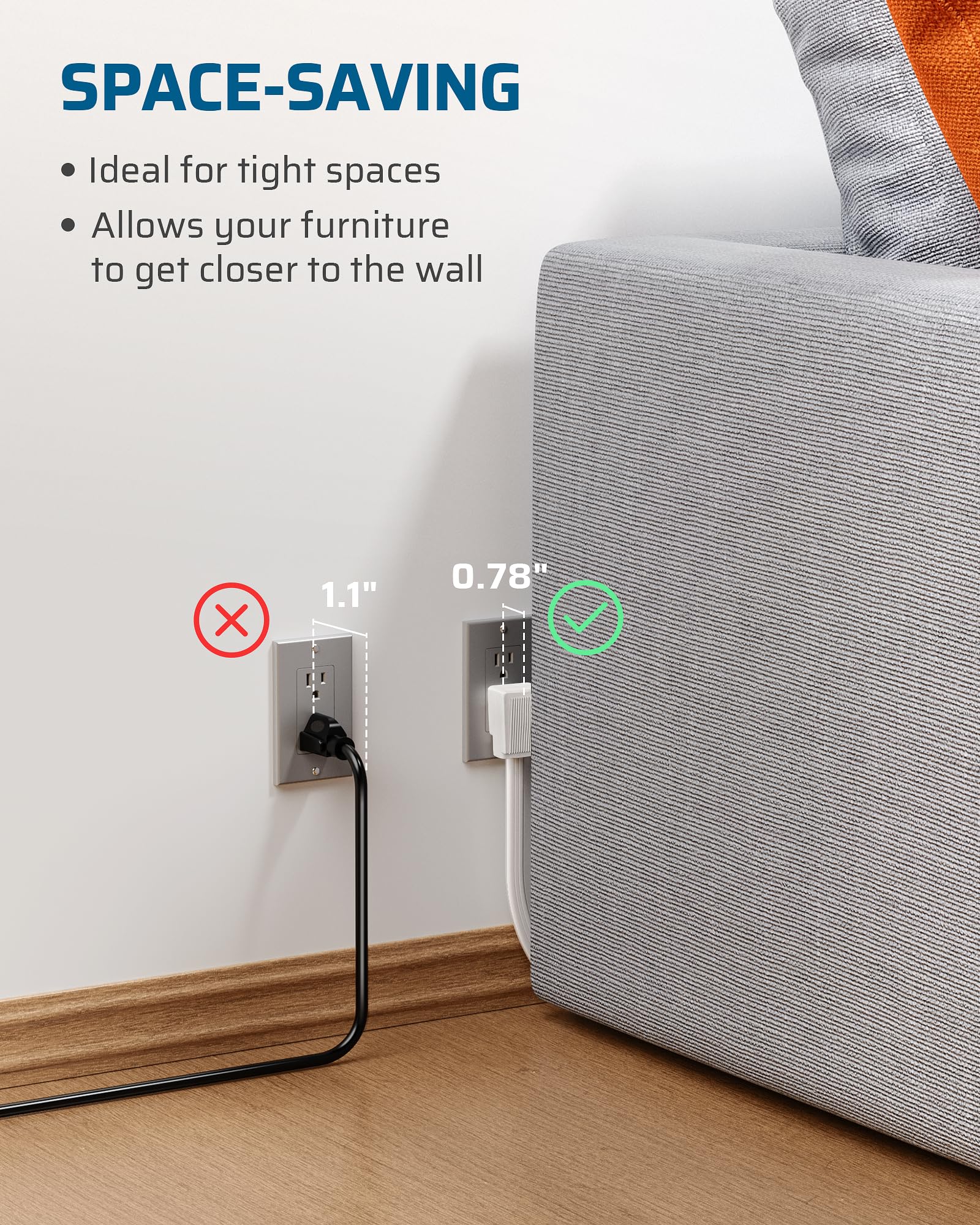 Foto 4 | Cable De Extensión Dewenwils, Enchufe Plano De 15 Pies, 13 A/125 V/1625 W, Blanco - Venta Internacional.