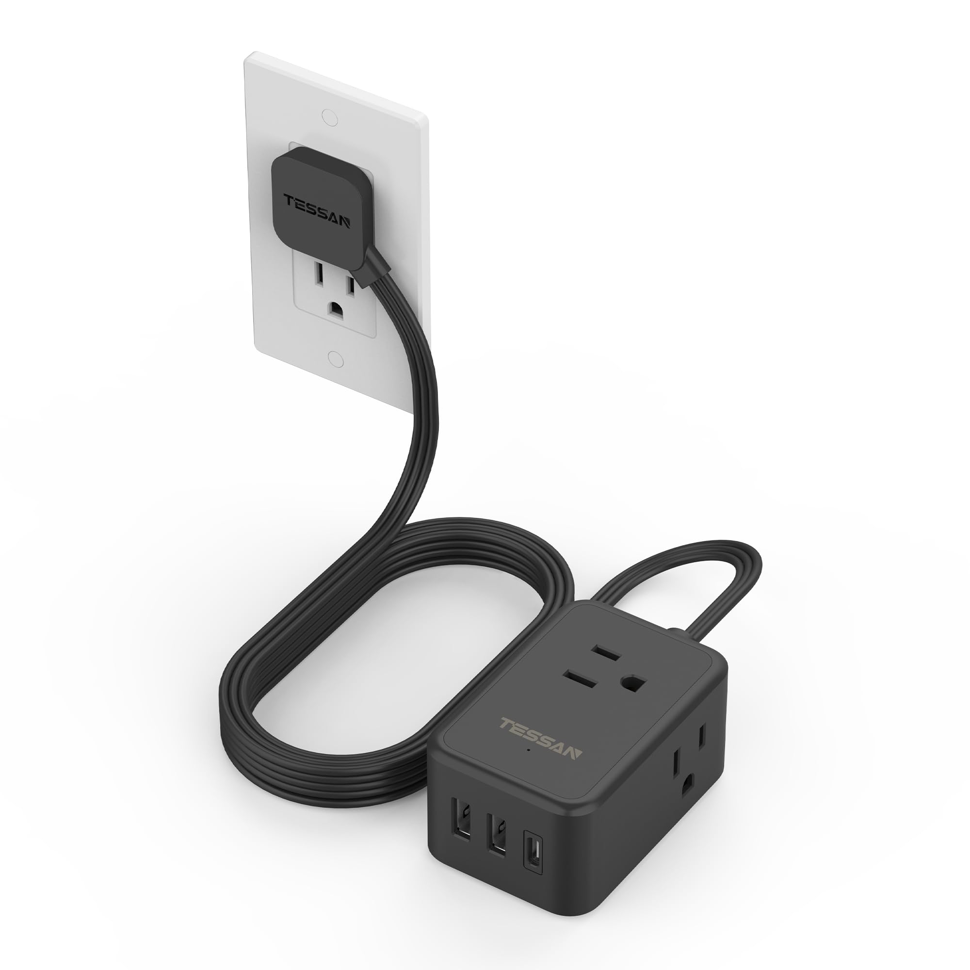 Foto 2 pulgar | Power Strip Tessan Ultra Thin Con 3 Cargadores Usb Y 3 Enchufes - Venta Internacional.