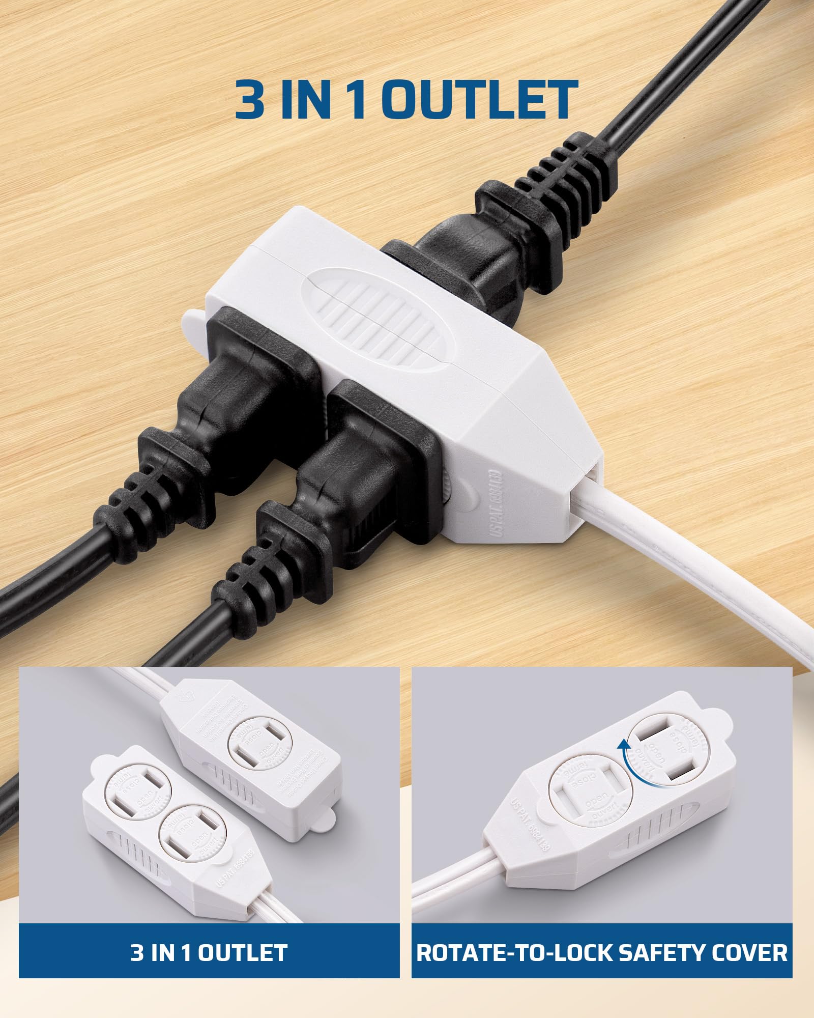 Foto 4 | Cable De Extensión Dewenwils Spt-2 De 3 Pies, 16 Awg, Enchufes De 2 Clavijas - Venta Internacional.