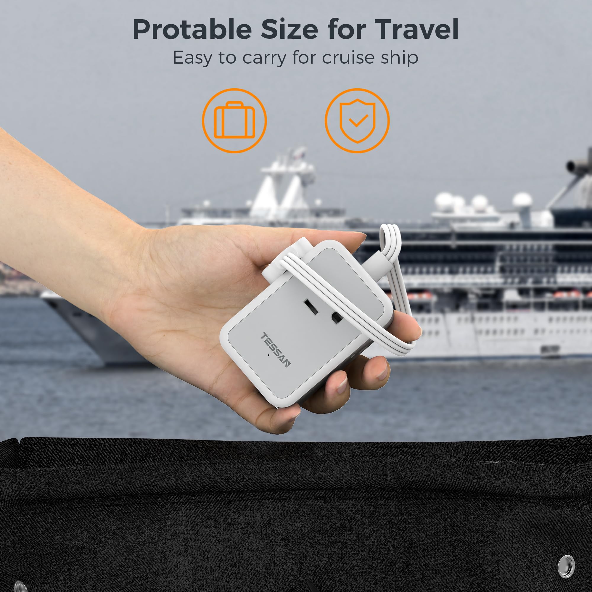 Foto 7 pulgar | Power Strip Tessan Short De 23 Cm Con Extensor De 3 Enchufes Y 3 Usb - Venta Internacional.