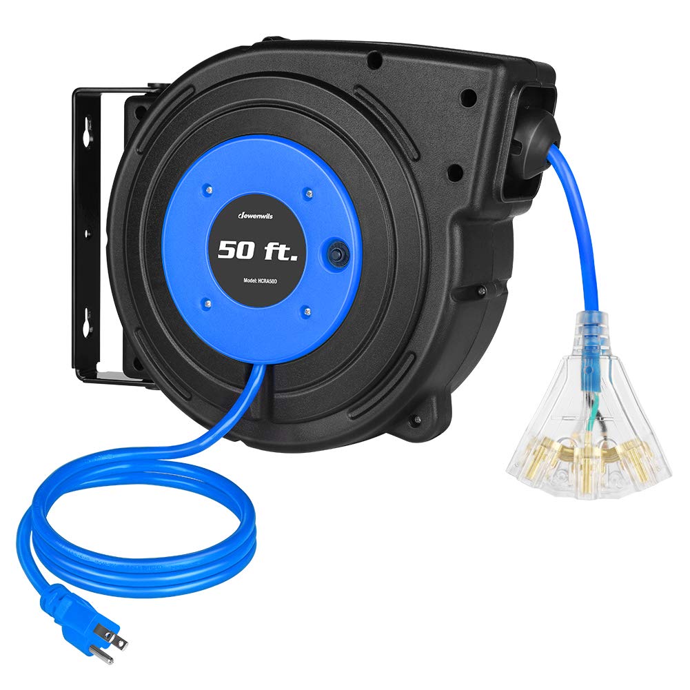 Carrete De Cable De Extensión Dewenwils, Retráctil, 50 Pies, 14 Awg/3c Sjtow - Venta Internacional.