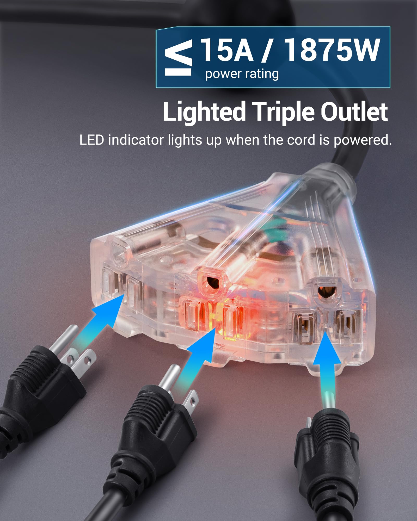 Foto 6 pulgar | Carrete De Cable De Extensión Dewenwils De 40 Pies Con 3 Salidas, 15 A, Certificado Ul - Venta Internacional.