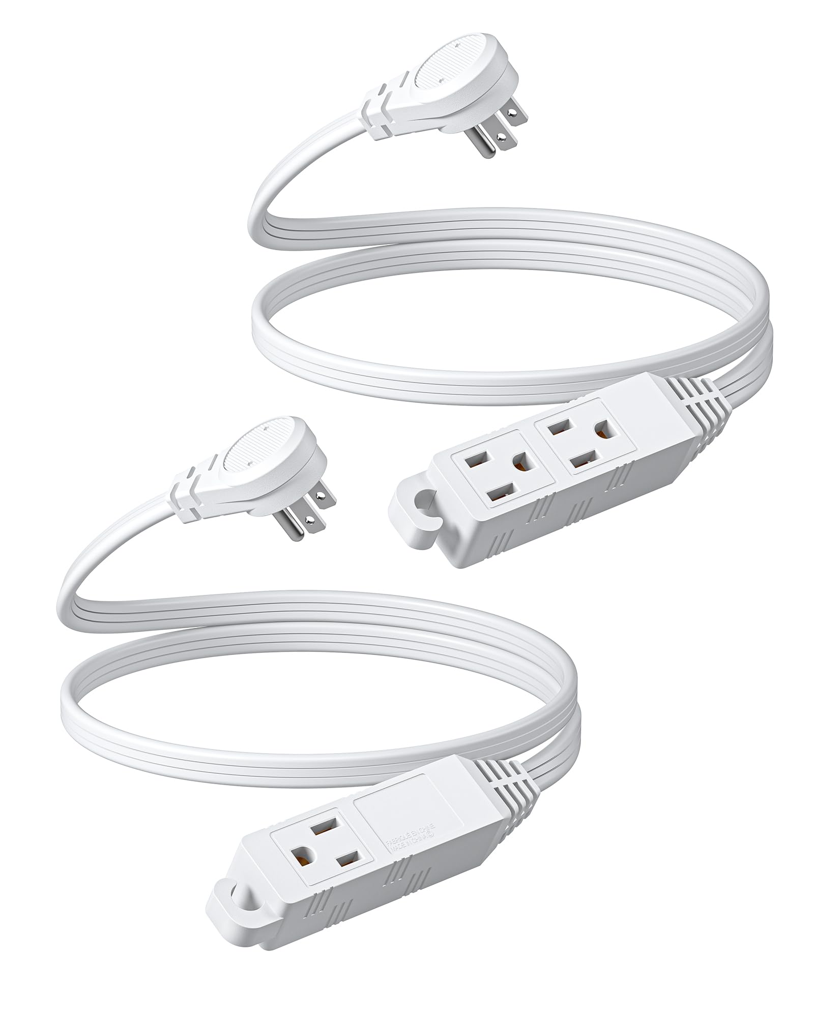 Cable De Extensión Dewenwils De 3 Salidas, 3 Pies, 16/3 Awg, Blanco, Paquete De 2 - Venta Internacional.