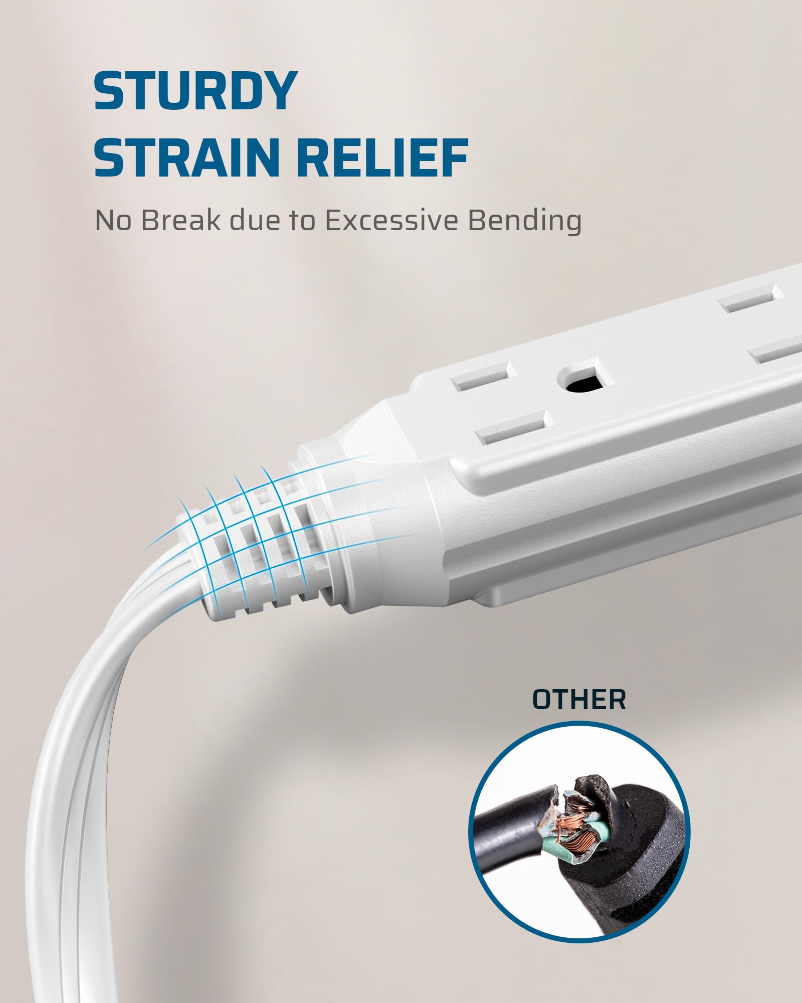Foto 7 | Cable De Extensión Dewenwils De 3 Salidas, 3 Pies, 16/3 Awg, Blanco, Paquete De 2 - Venta Internacional.