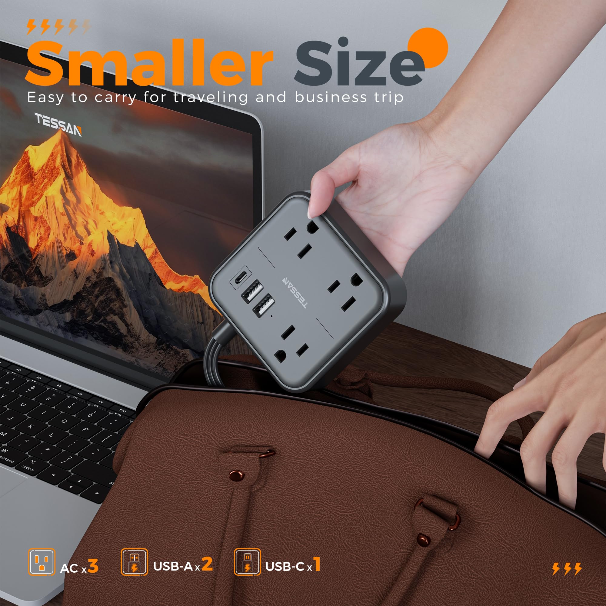 Foto 7 pulgar | Regleta De Alimentación Con Protector Contra Sobretensiones Tessan Con Puertos Usb Y 3 Enchufes - Venta Internacional.