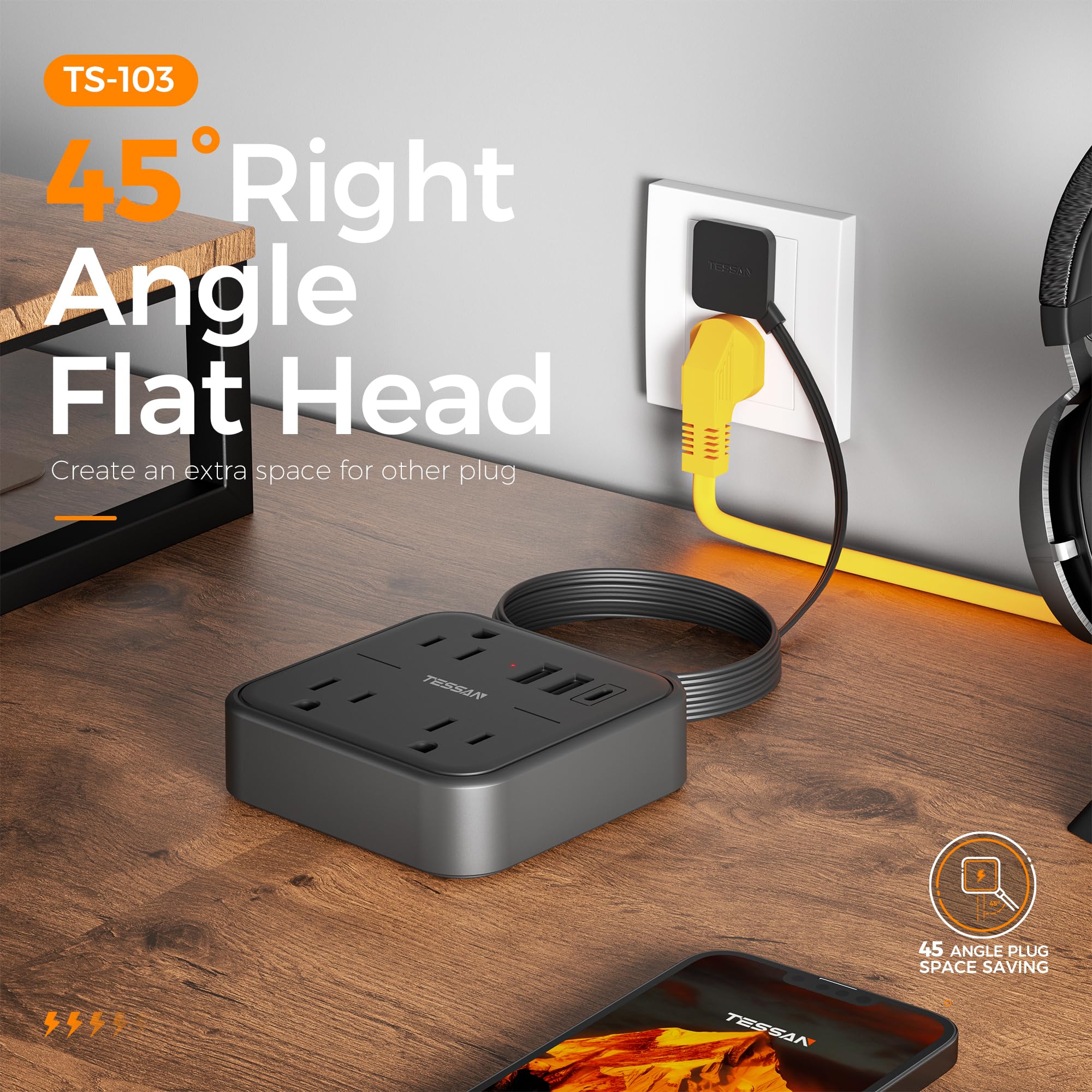 Foto 8 pulgar | Regleta De Alimentación Con Protector Contra Sobretensiones Tessan Con Puertos Usb Y 3 Enchufes - Venta Internacional.