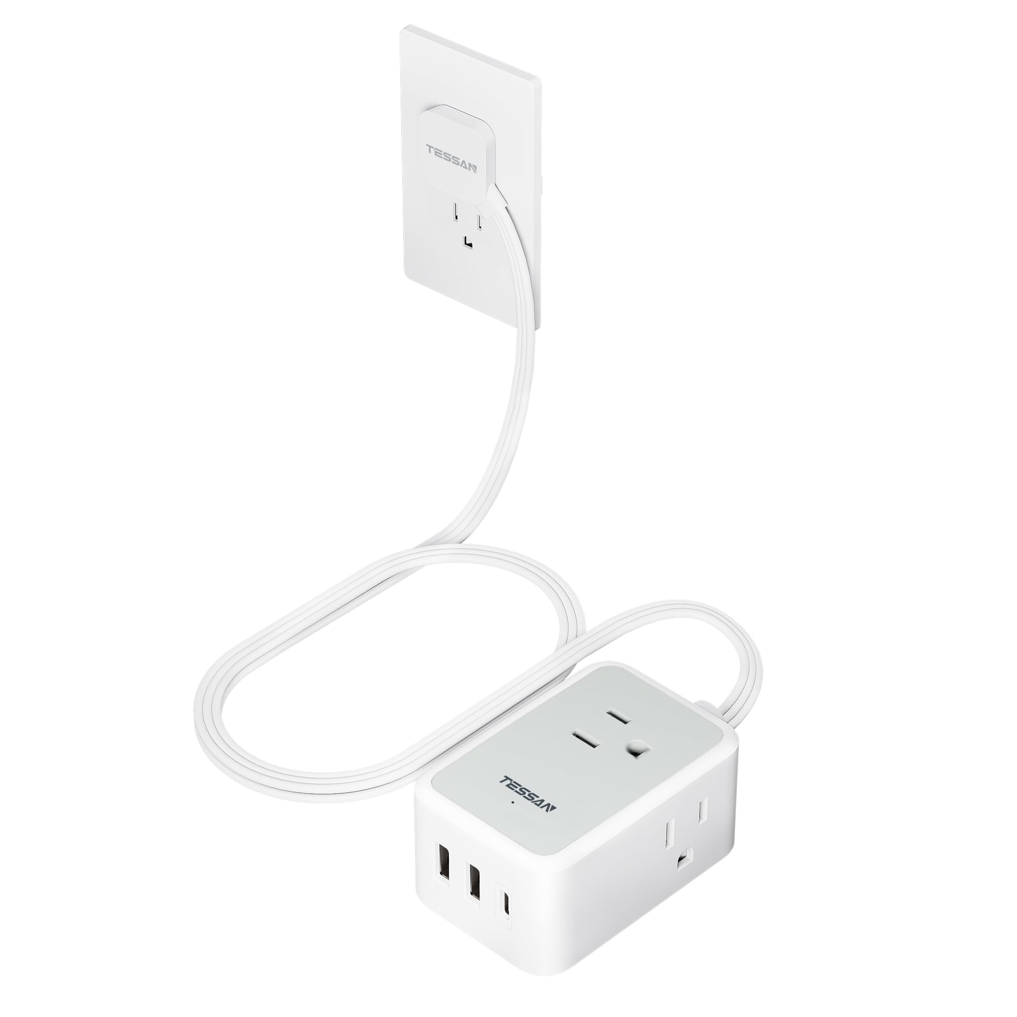 Foto 1 | Cable De Extensión Tessan Short Flat Con 3 Puertos Usb Y 3 Salidas - Venta Internacional.