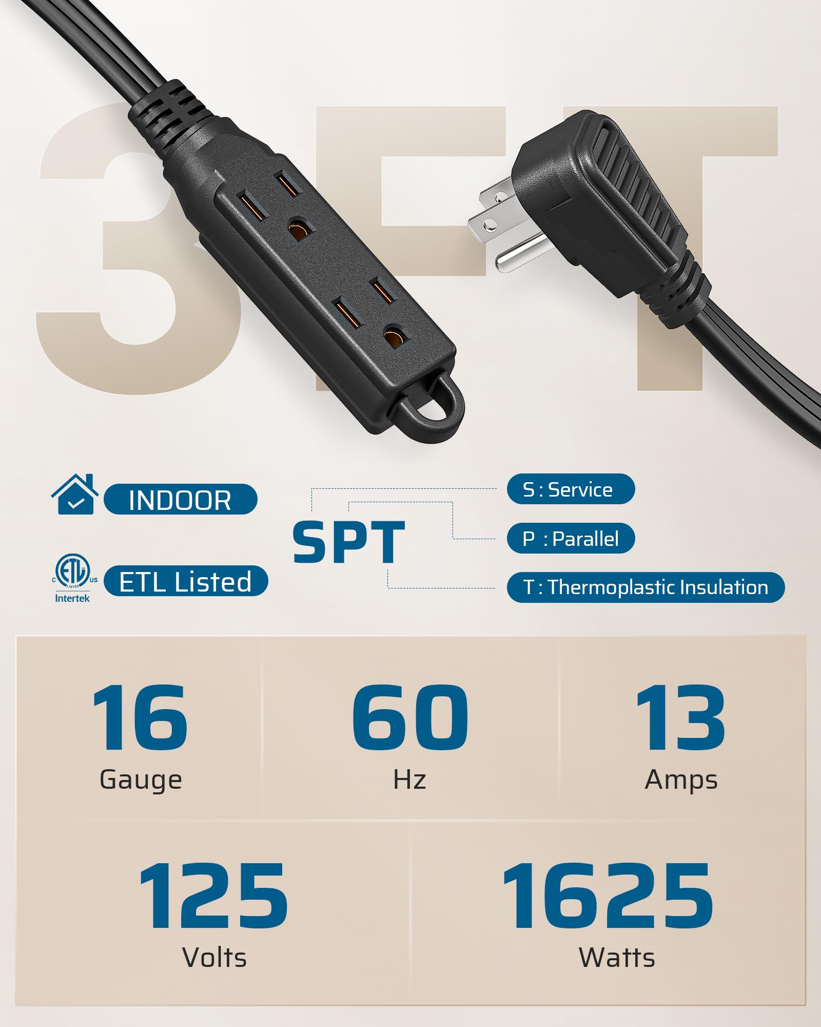 Foto 3 pulgar | Cable De Extensión Dewenwils De 3 Salidas, 3 Pies, 16/3 Awg Para Interiores, Negro, Paquete De 2 - Venta Internacional.