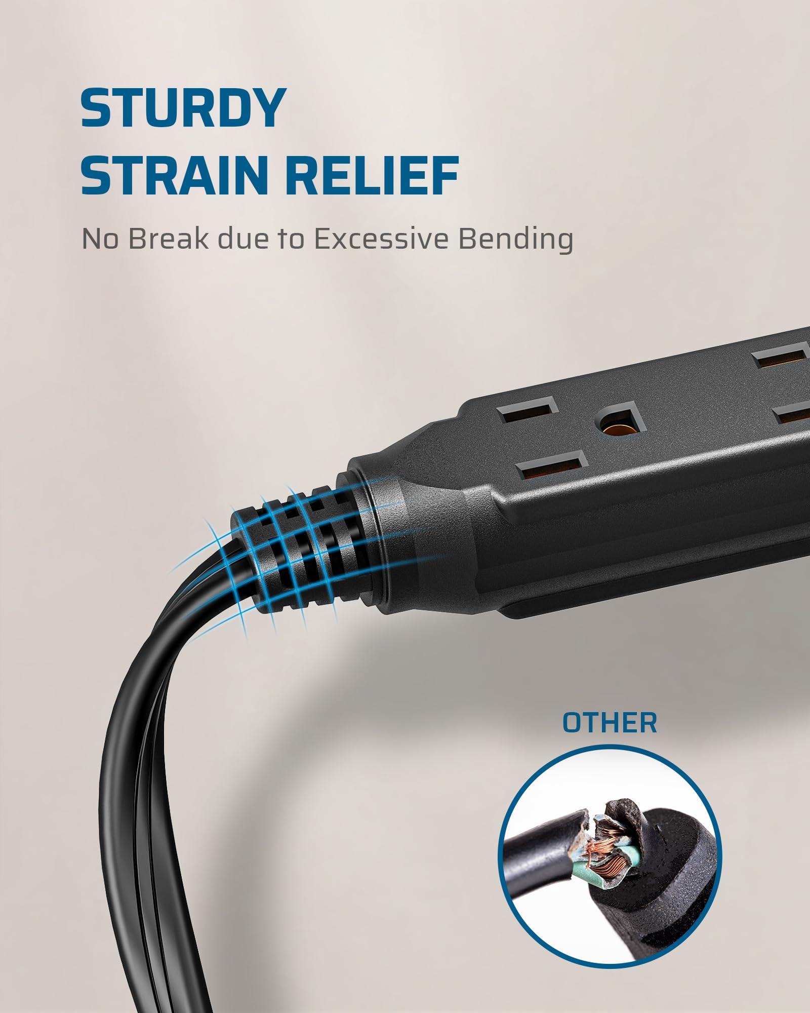 Foto 4 | Cable De Extensión Dewenwils De 3 Salidas, 3 Pies, 16/3 Awg Para Interiores, Negro, Paquete De 2 - Venta Internacional.