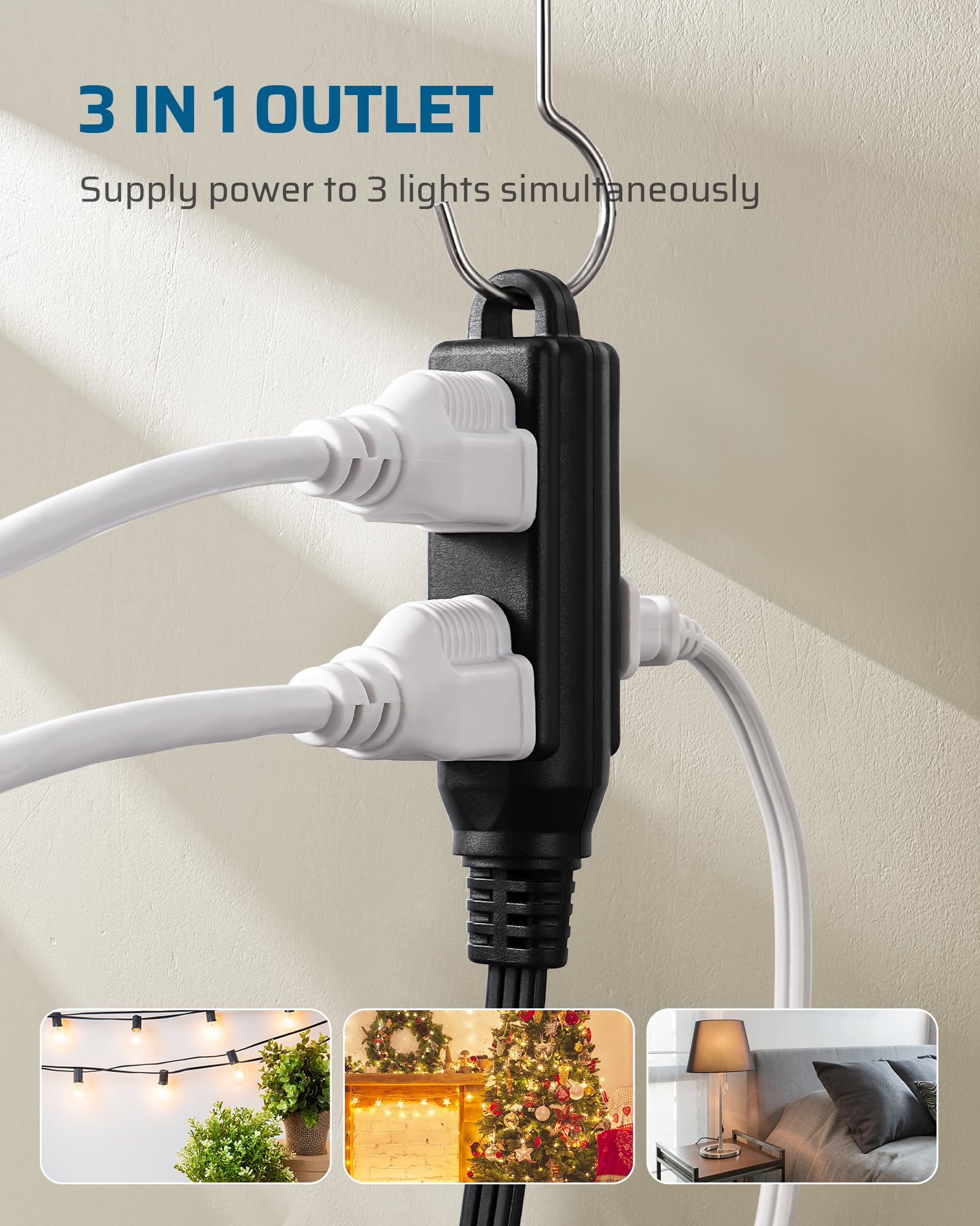 Foto 8 pulgar | Cable De Extensión Dewenwils De 3 Salidas, 3 Pies, 16/3 Awg Para Interiores, Negro, Paquete De 2 - Venta Internacional.