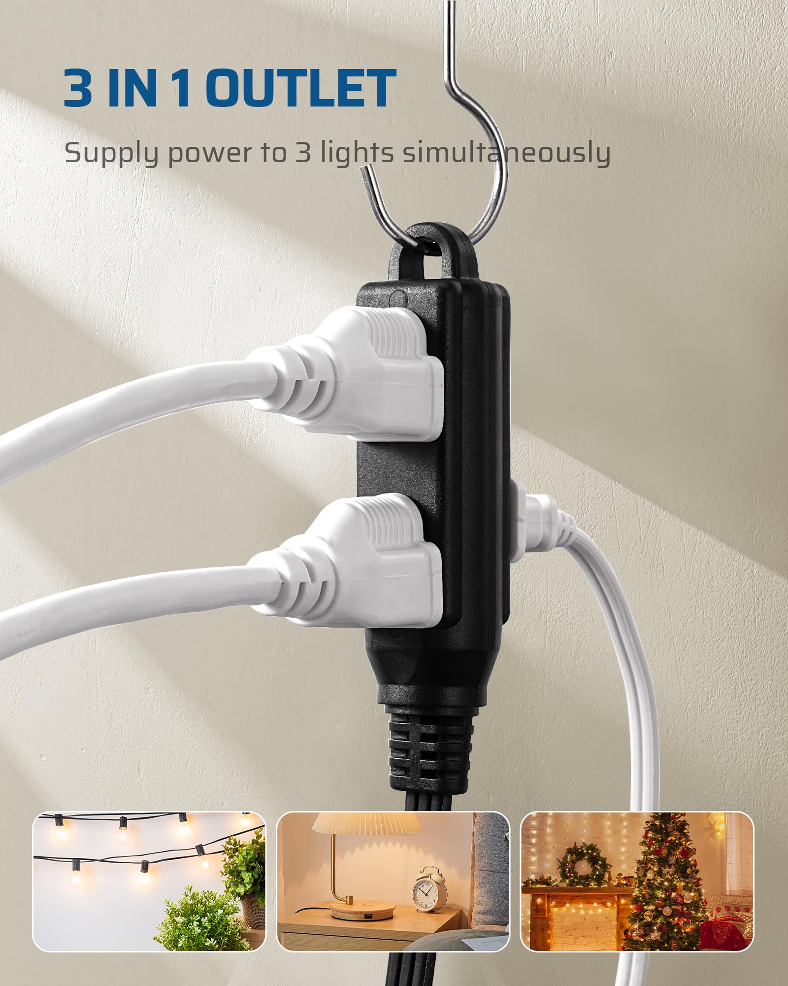 Foto 8 pulgar | Cable De Extensión Dewenwils De 25 Pies 16/3 Awg Con Regleta De Alimentación De 3 Salidas - Venta Internacional.