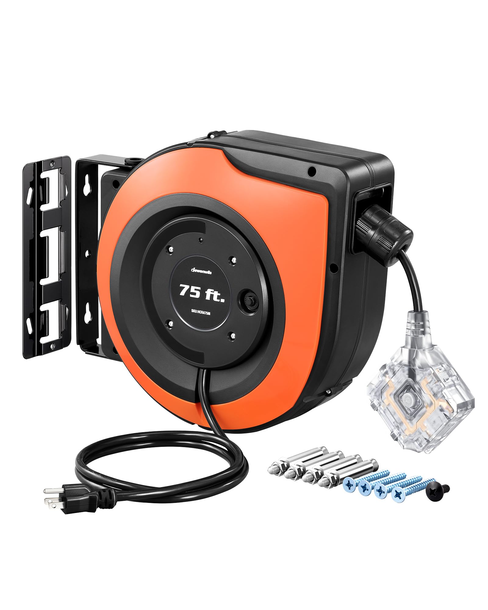 Carrete De Cable De Extensión Retráctil Dewenwils 75 Pies 14/3c Sjtow - Venta Internacional.