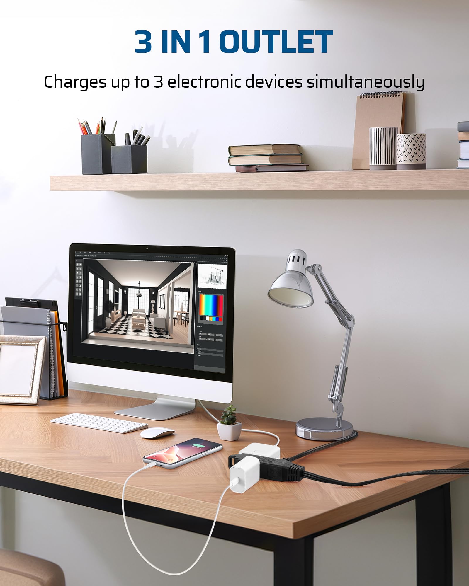 Foto 3 | Cable De Extensión Dewenwils, Enchufe Plano De 6 Pies, 3 Clavijas, 13 A/125 V/1625 W - Venta Internacional.