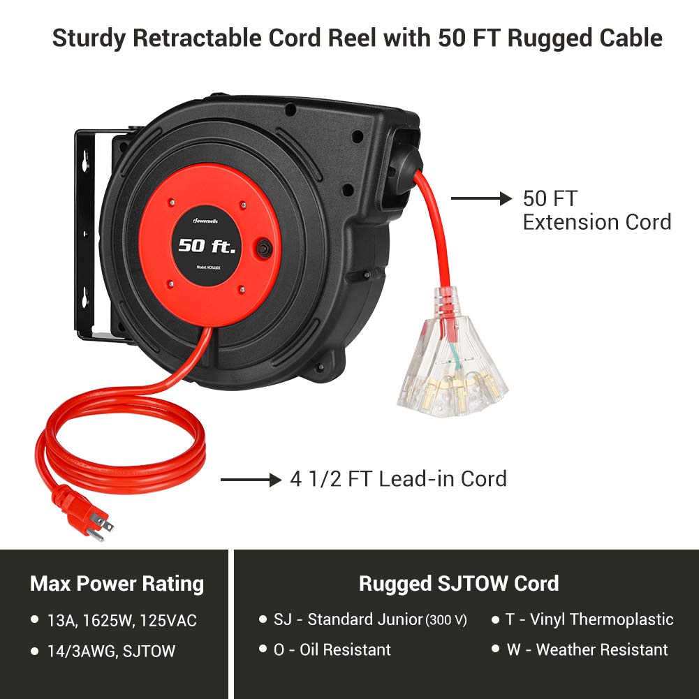 Foto 3 pulgar | Bobina De Cable De Extensión Dewenwils, 50 Pies, 14 Awg/3c, Sjtow, 13 A, Con Certificación Ul - Venta Internacional.