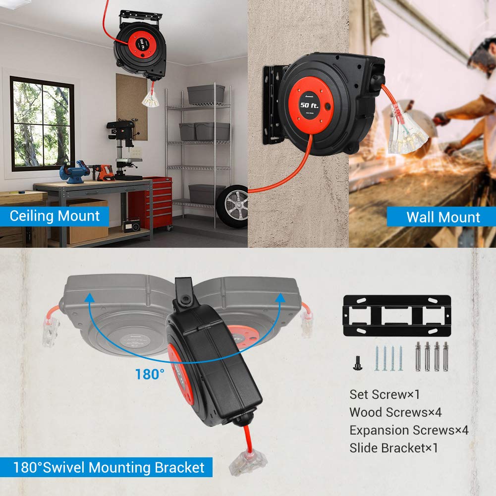 Foto 4 | Bobina De Cable De Extensión Dewenwils, 50 Pies, 14 Awg/3c, Sjtow, 13 A, Con Certificación Ul - Venta Internacional.