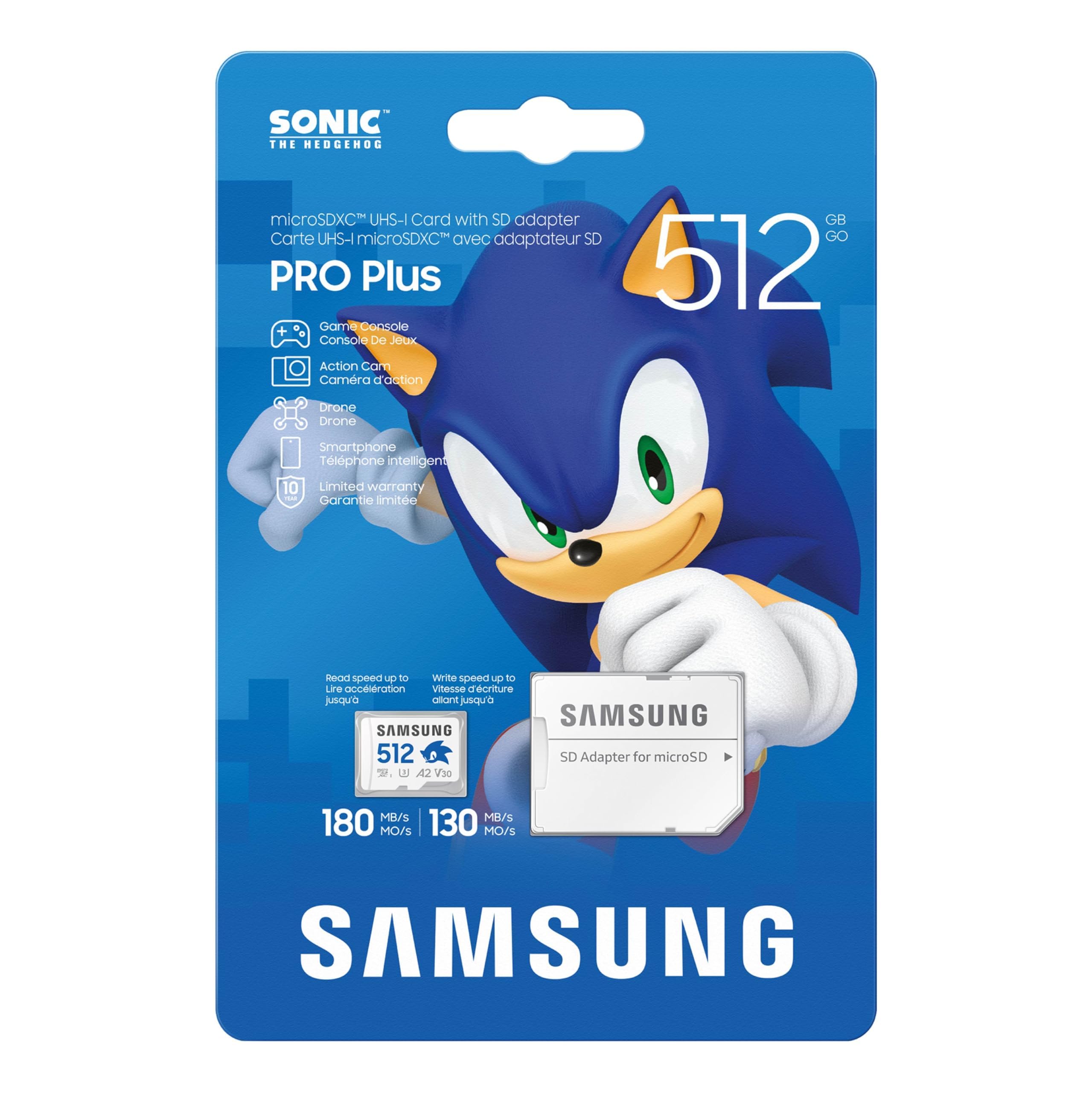 Foto 3 pulgar | Tarjeta Microsdxc Samsung Pro Plus Sonic The Hedgehog 512 Gb - Venta Internacional.