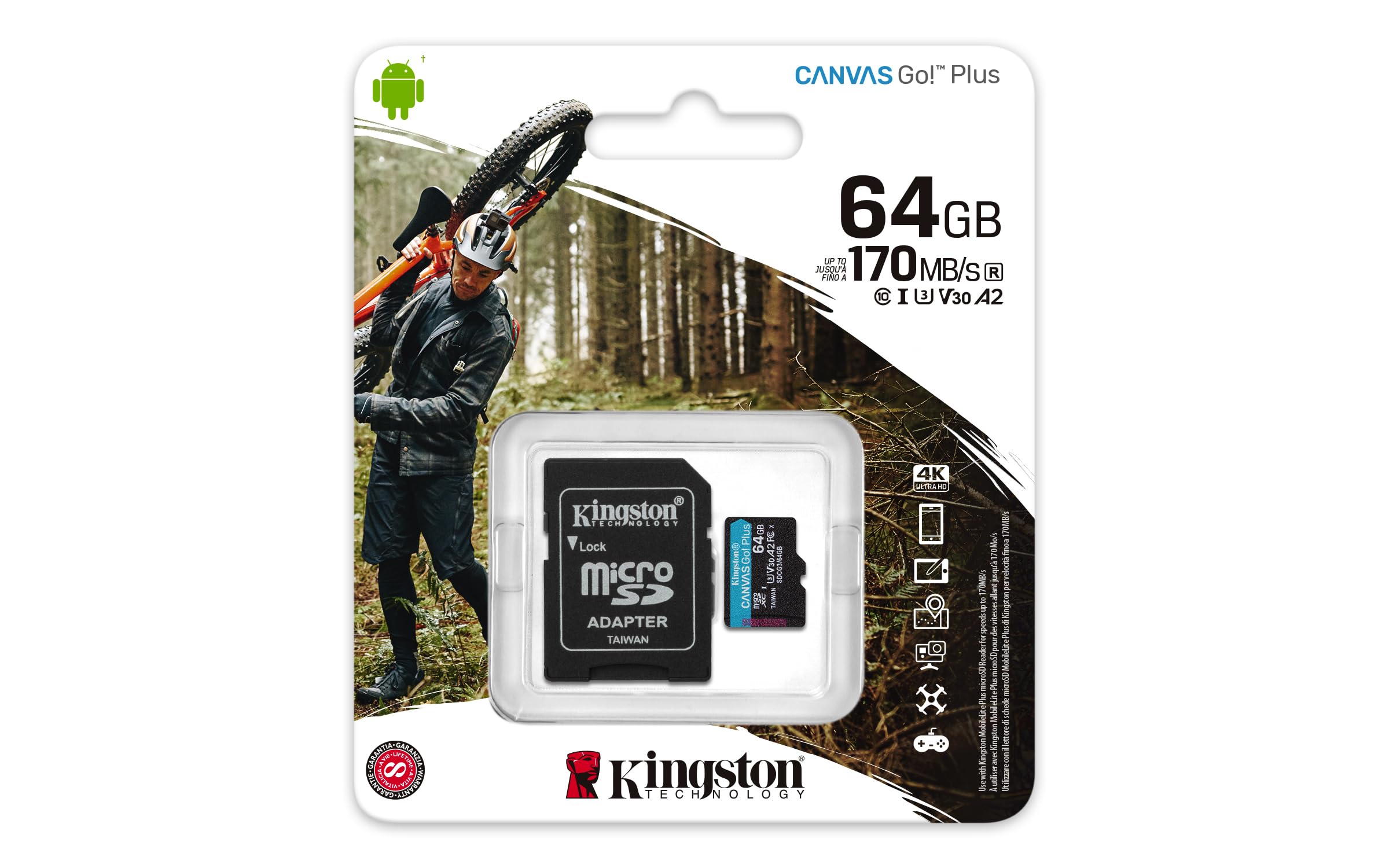 Foto 4 pulgar | Tarjeta Microsdxc Kingston Canvas Go Plus De 64 Gb Uhs-i C10 U3 V30 - Venta Internacional.