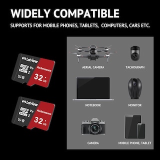Foto 3 | Paquete De 2 Tarjetas Micro Sd Laview De 32 Gb Uhs-i 100 Mb/s - Venta Internacional.