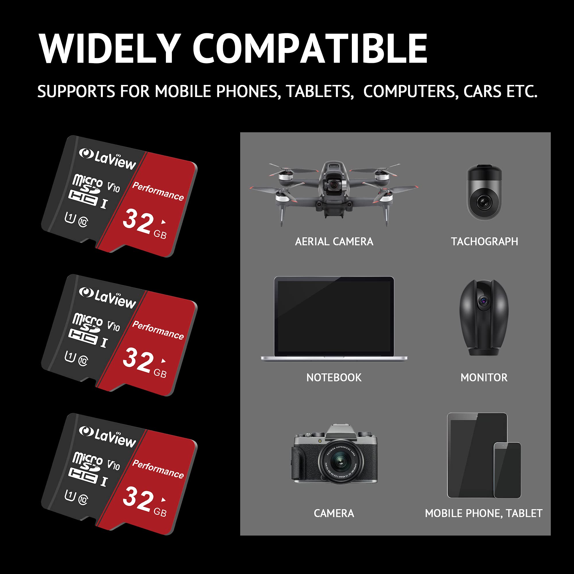 Foto 4 pulgar | Paquete De 3 Tarjetas Microsd Laview De 32 Gb  Uhs-i  95 Mb/s  Full Hd - Venta Internacional.
