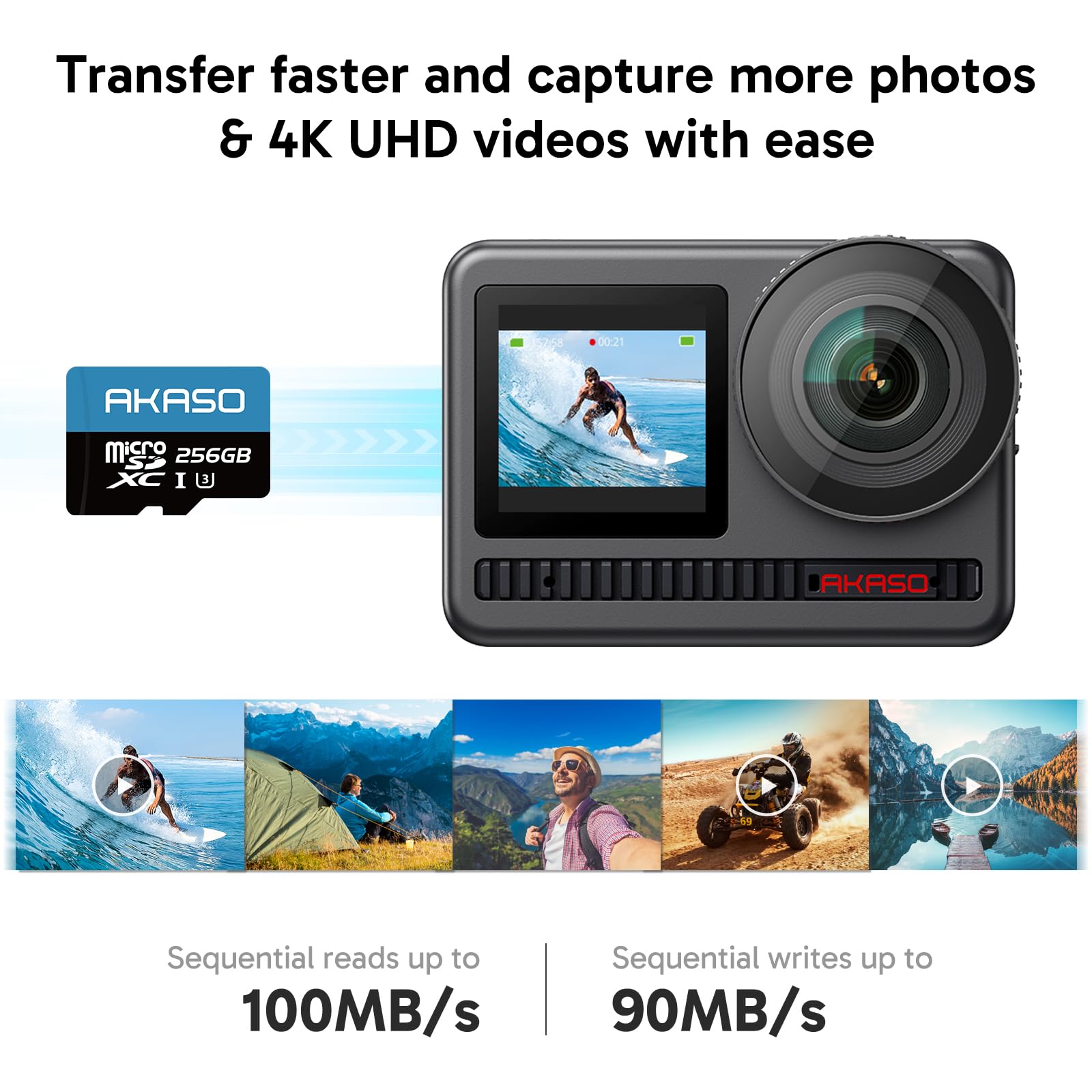 Foto 4 pulgar | Tarjeta De Memoria Akaso Microsdxc U3 256gb Para Cámaras De Acción - Venta Internacional.