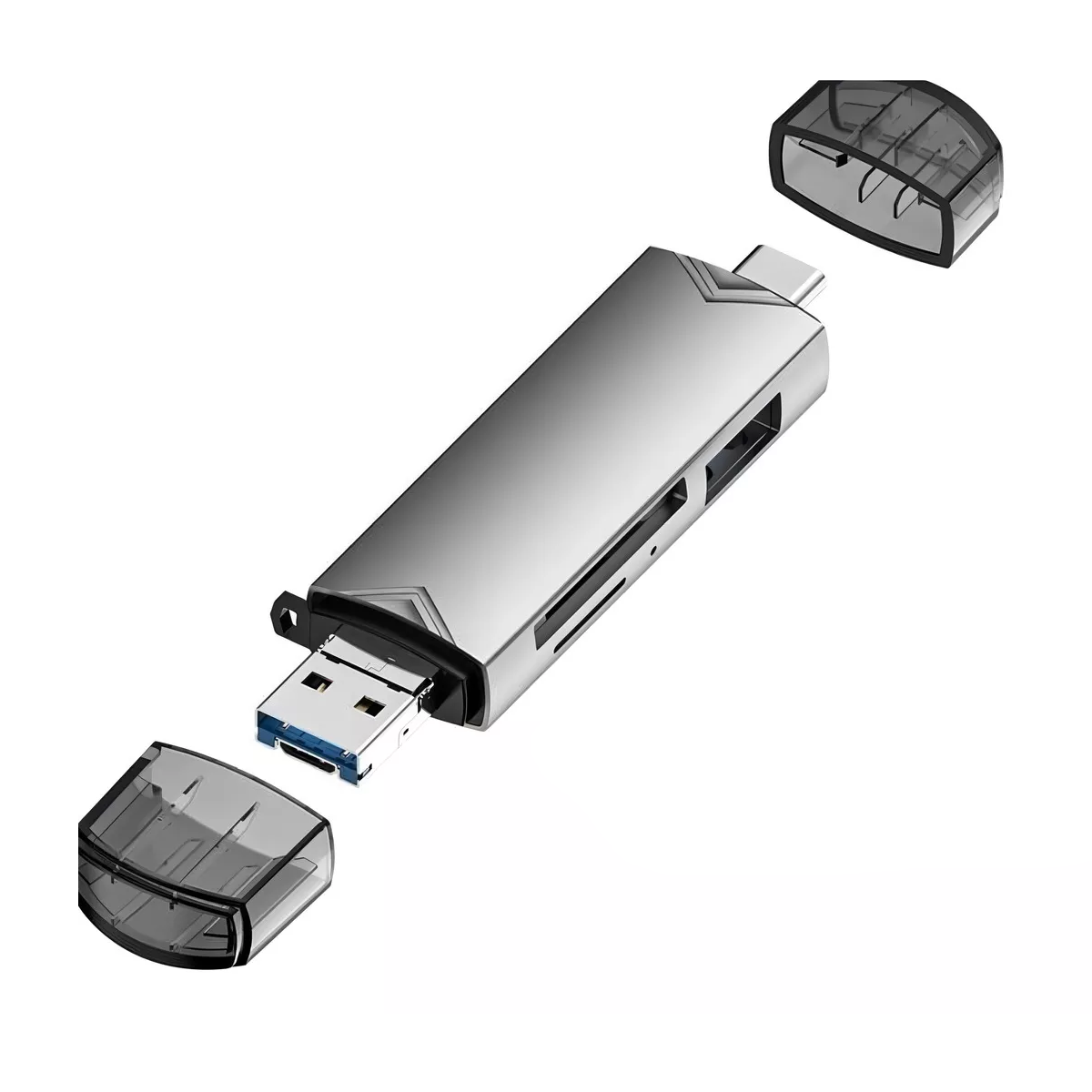 Foto 2 pulgar | Adaptador Lector De Tarjetas De Memoria Usb-c Usb Sd Tf Eo Safe Imports Esi-14294 Plata