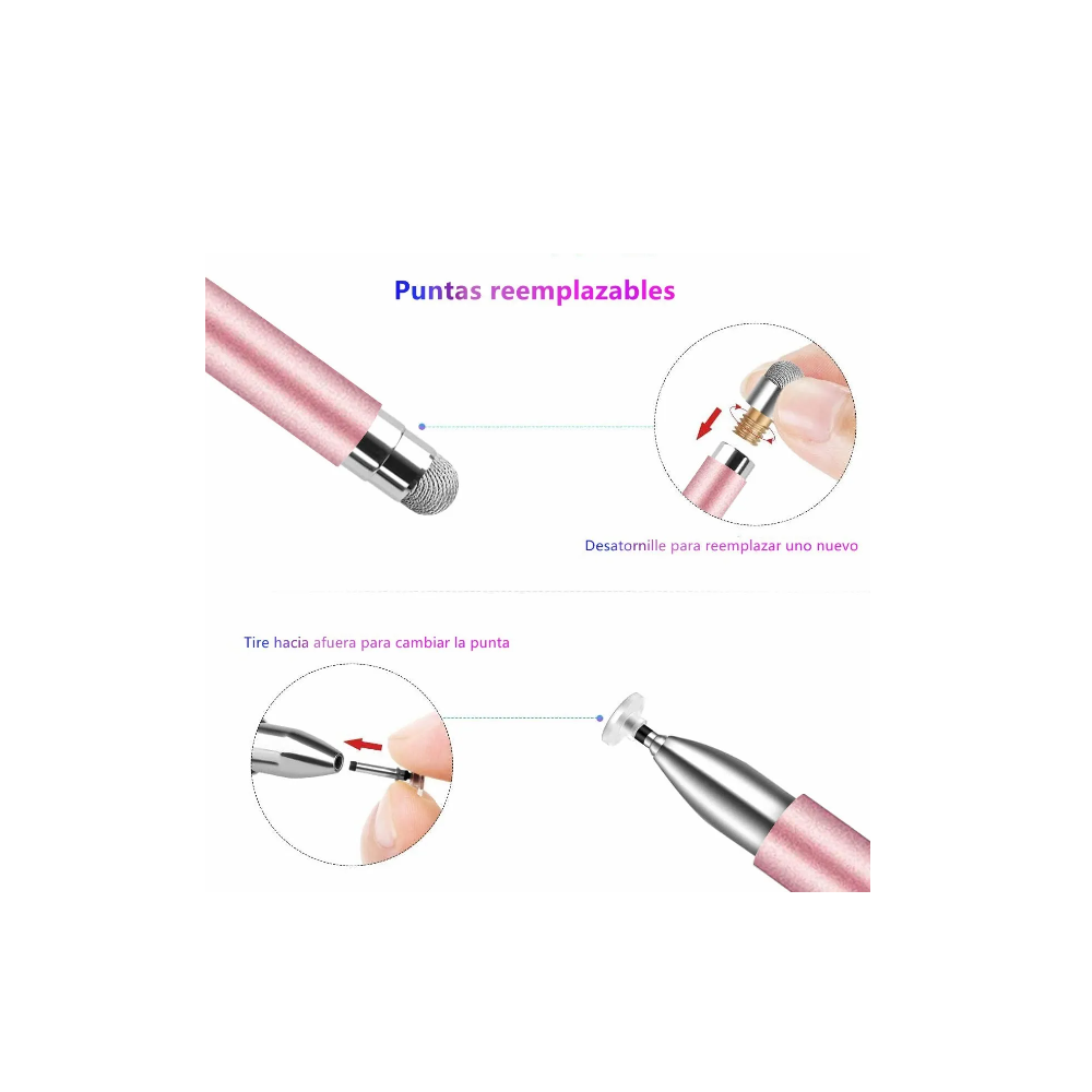 Foto 3 pulgar | Lápiz Óptico Malubero para Pantalla Táctil color Rosa y Negro 2 Piezas