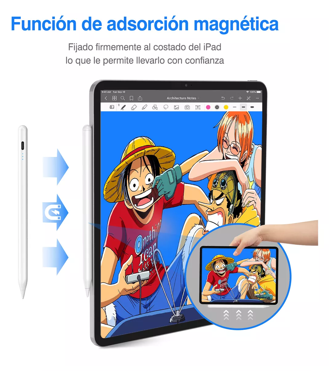 Foto 5 pulgar | Lápiz Ipad Lápiz Óptico Stylus Carga Rápida Con Magnética, Blanco