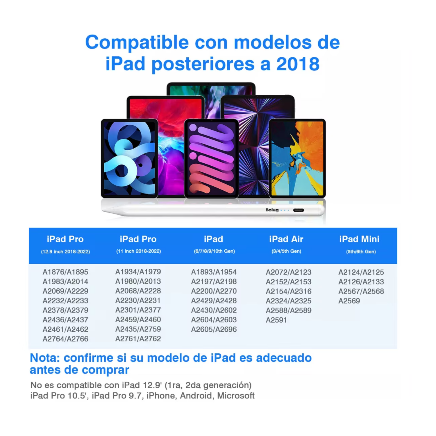 Foto 3 pulgar | Lápiz Ipad Lápiz Óptico Belug Carga Rápida Con Magnética, Blanco